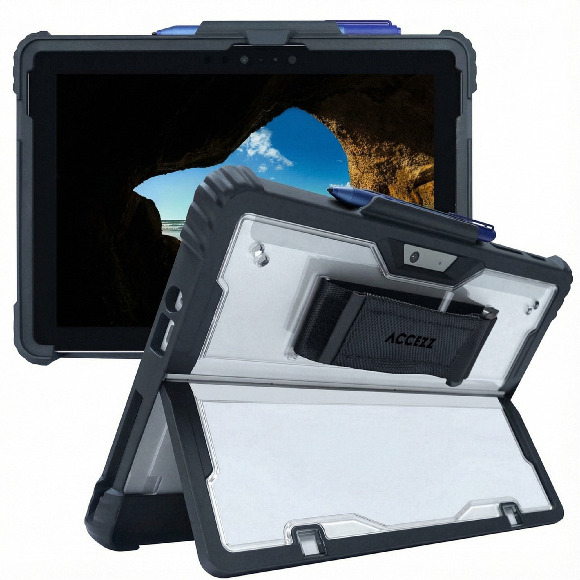Accezz Rugged case met stand voor de Microsoft Surface Go / Go 2 / Go 3 / Go 4 - Zwart