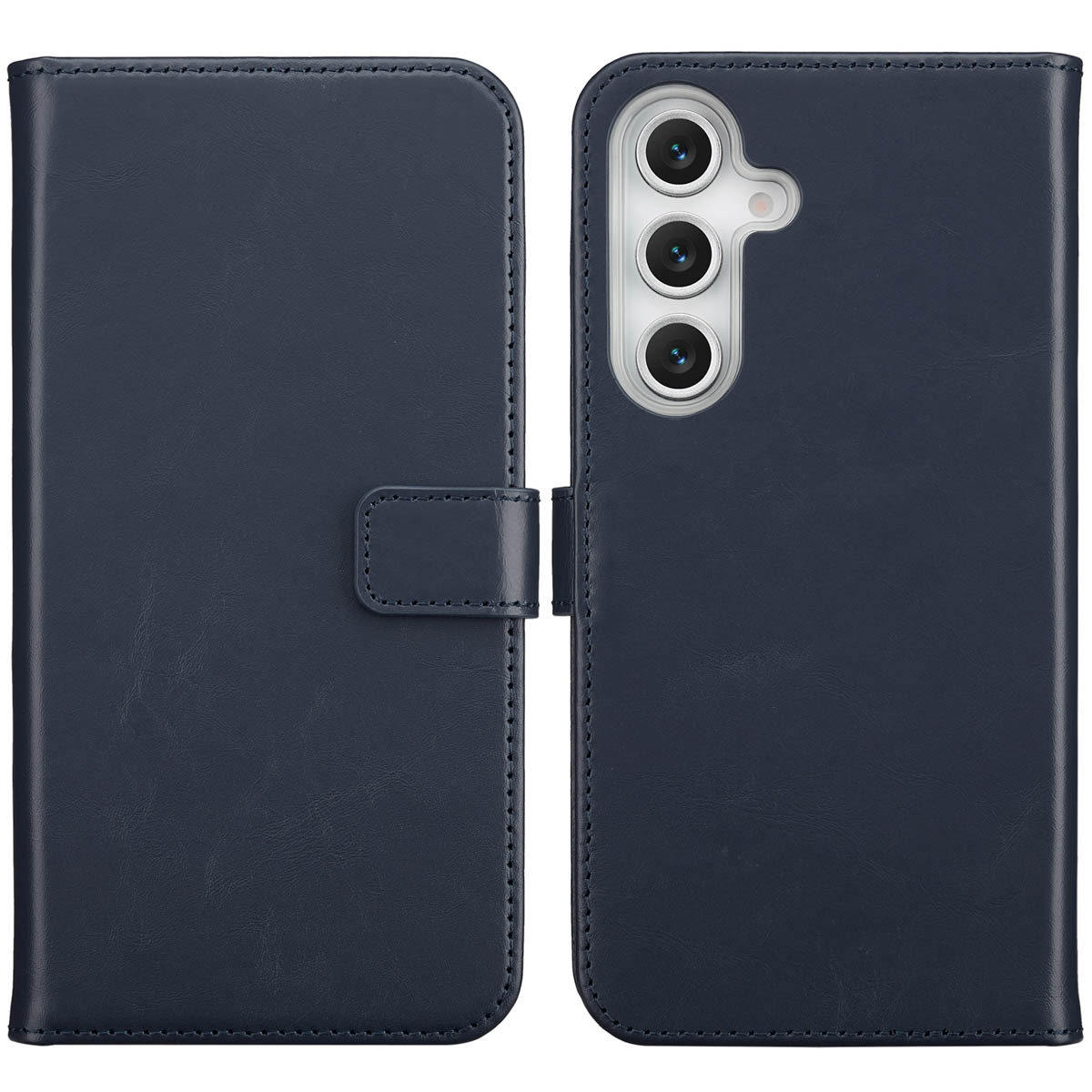 Selencia Echt Leren Bookcase voor de Samsung Galaxy S25 FE - Blauw