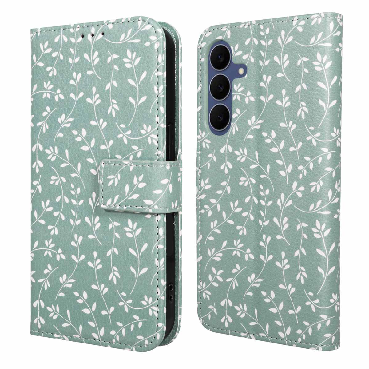 imoshion Design Bookcase voor de Samsung Galaxy S25 FE - Smoke Green Flowers