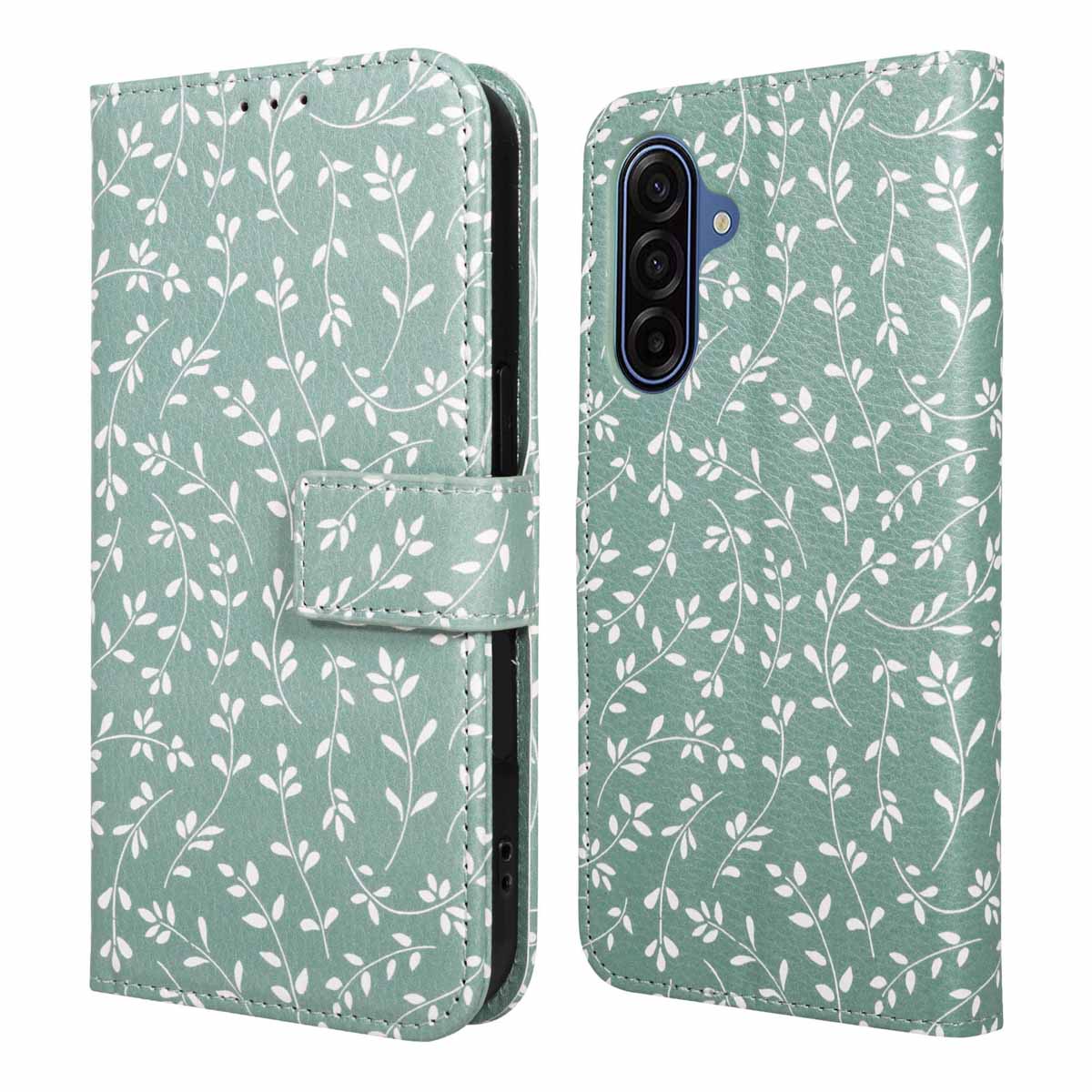 imoshion Design Bookcase voor de Samsung Galaxy A18 / A17 - Smoke Green Flowers