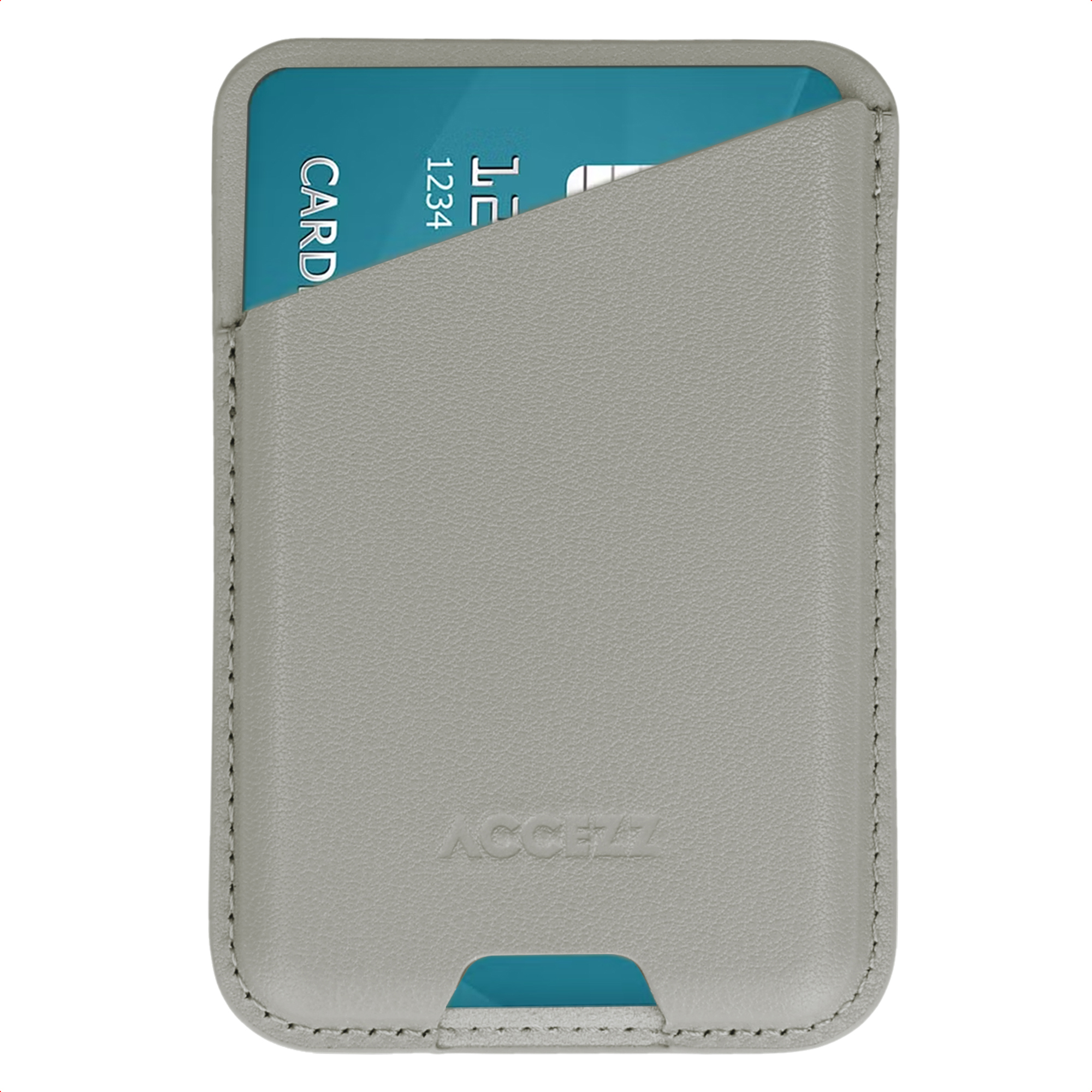Accezz Magnetische Leren Kaarthouder - Geschikt voor Apple Find My - Light Grey