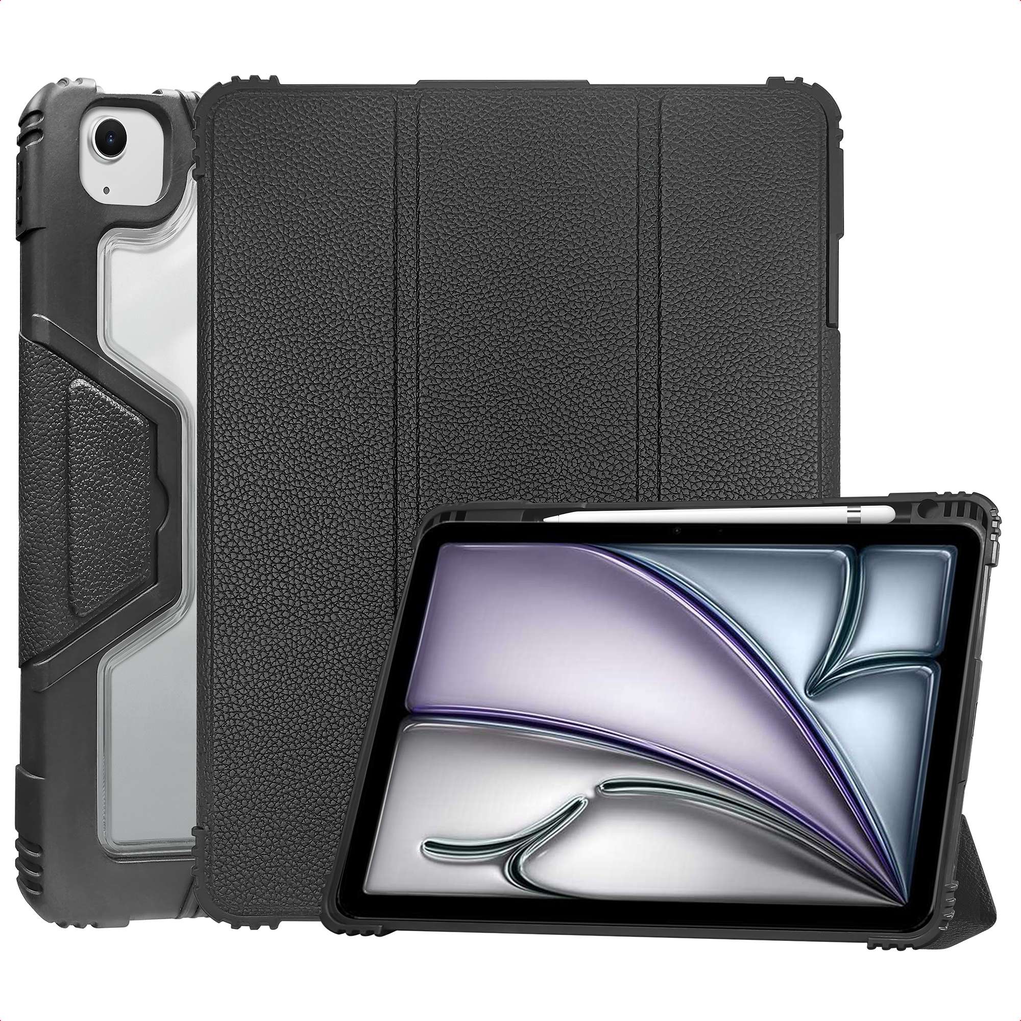 Accezz Coque tablette Rugged Trifold Apple iPad Air 11 pouces (2026) M4 / (2025) M3 / (2024) M2 / Air 5 (2022) / Air 4 (2020) - Noir