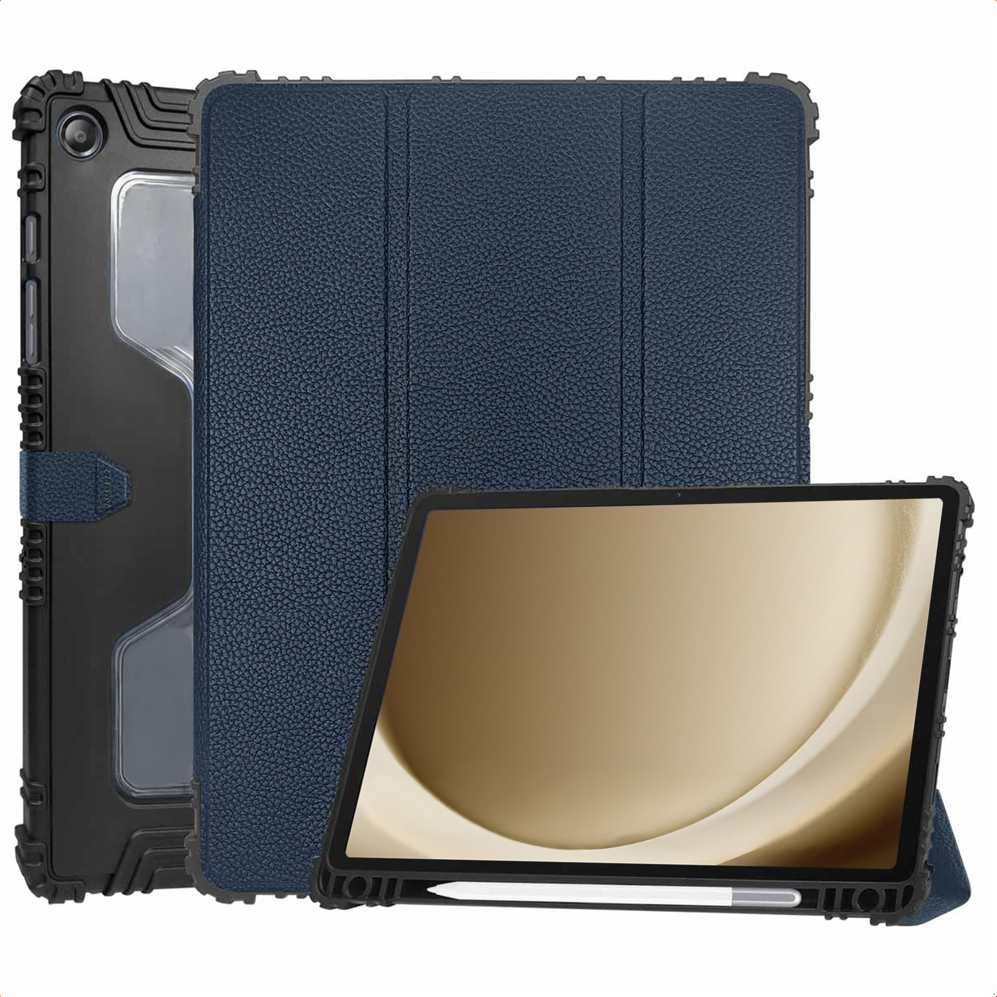 Accezz Coque tablette Rugged Trifold Samsung Galaxy Tab A9 Plus - Bleu foncé