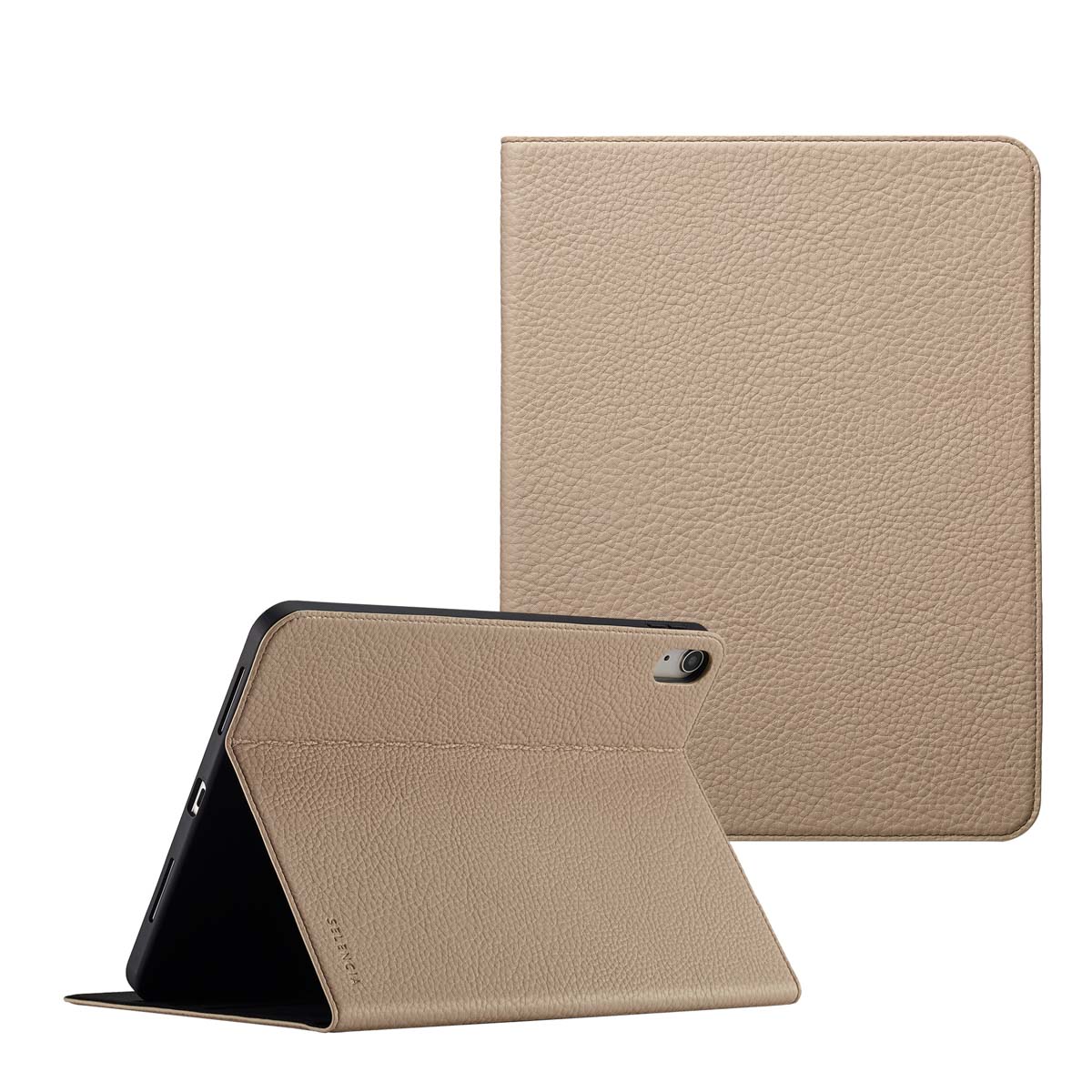 Selencia Riva Bookcase voor de Apple iPad 11 (2025) 11 inch A16 / iPad 10 (2022) 10.9 inch - Beige