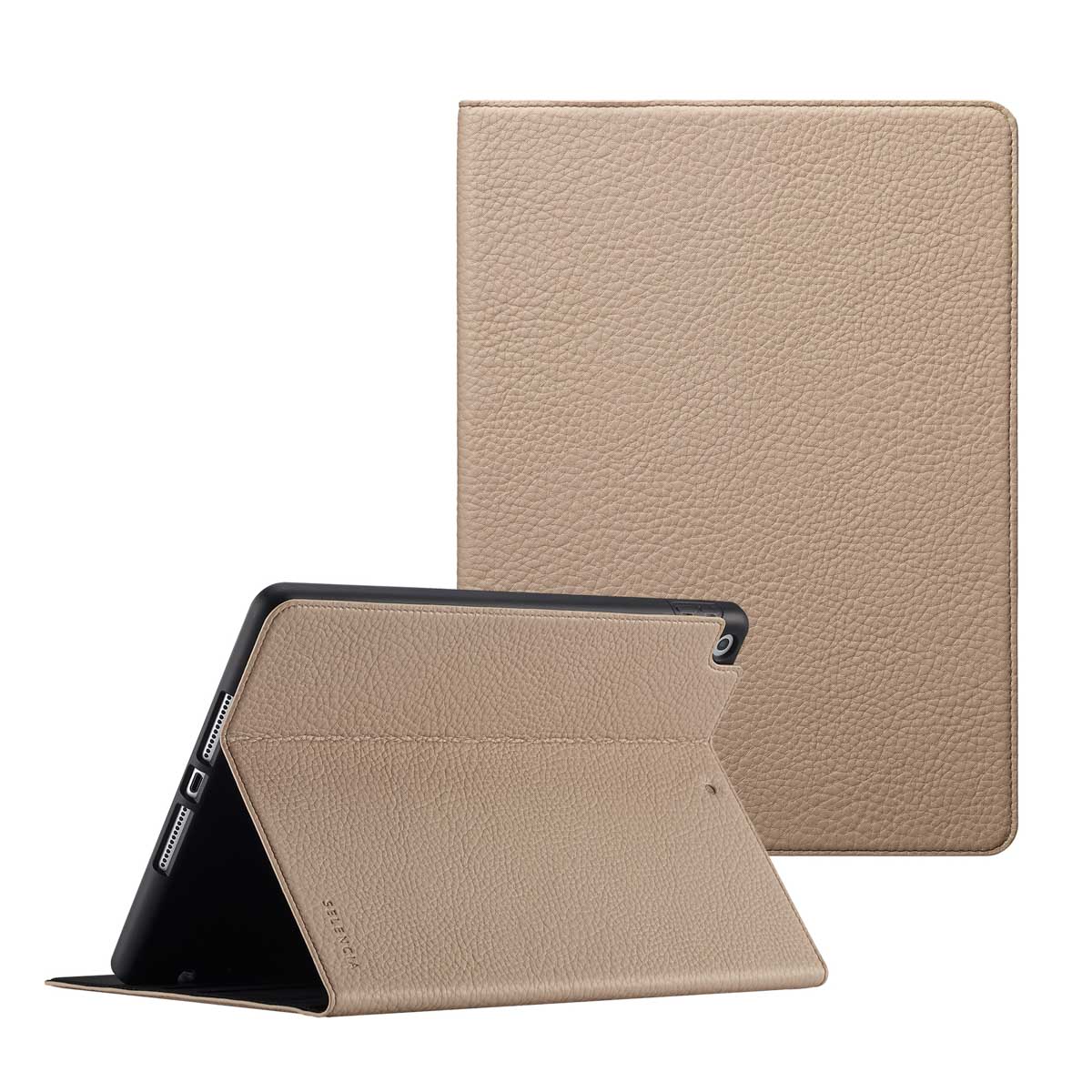 Selencia Riva Bookcase voor de Apple iPad 9 (2021) 10.2 inch / iPad 8 (2020) 10.2 inch / iPad 7 (2019) 10.2 inch - Beige