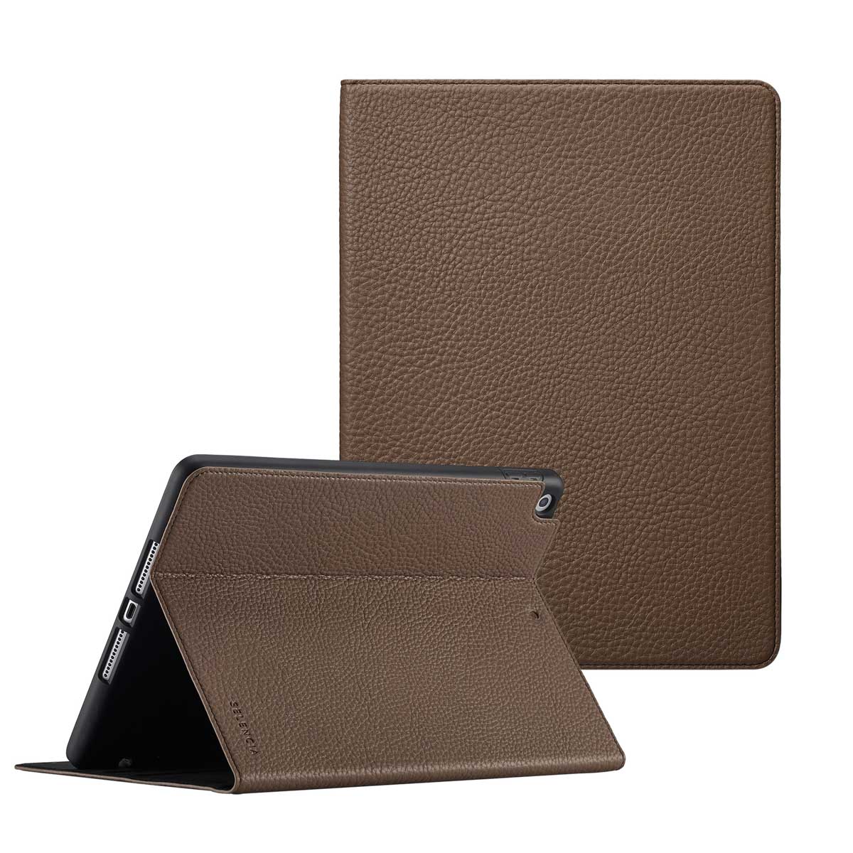Selencia Riva Bookcase voor de Apple iPad 9 (2021) 10.2 inch / iPad 8 (2020) 10.2 inch / iPad 7 (2019) 10.2 inch - Mocha Brown