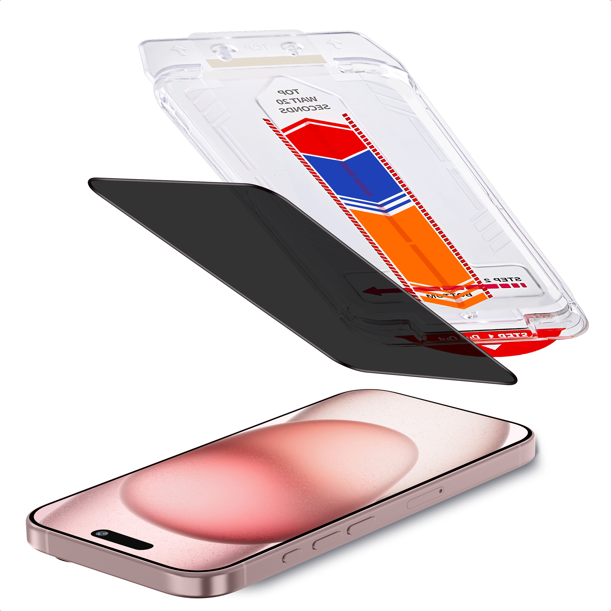 Accezz Gehard Glas Privacy Screenprotector + Applicator voor de Apple iPhone 16 / 15