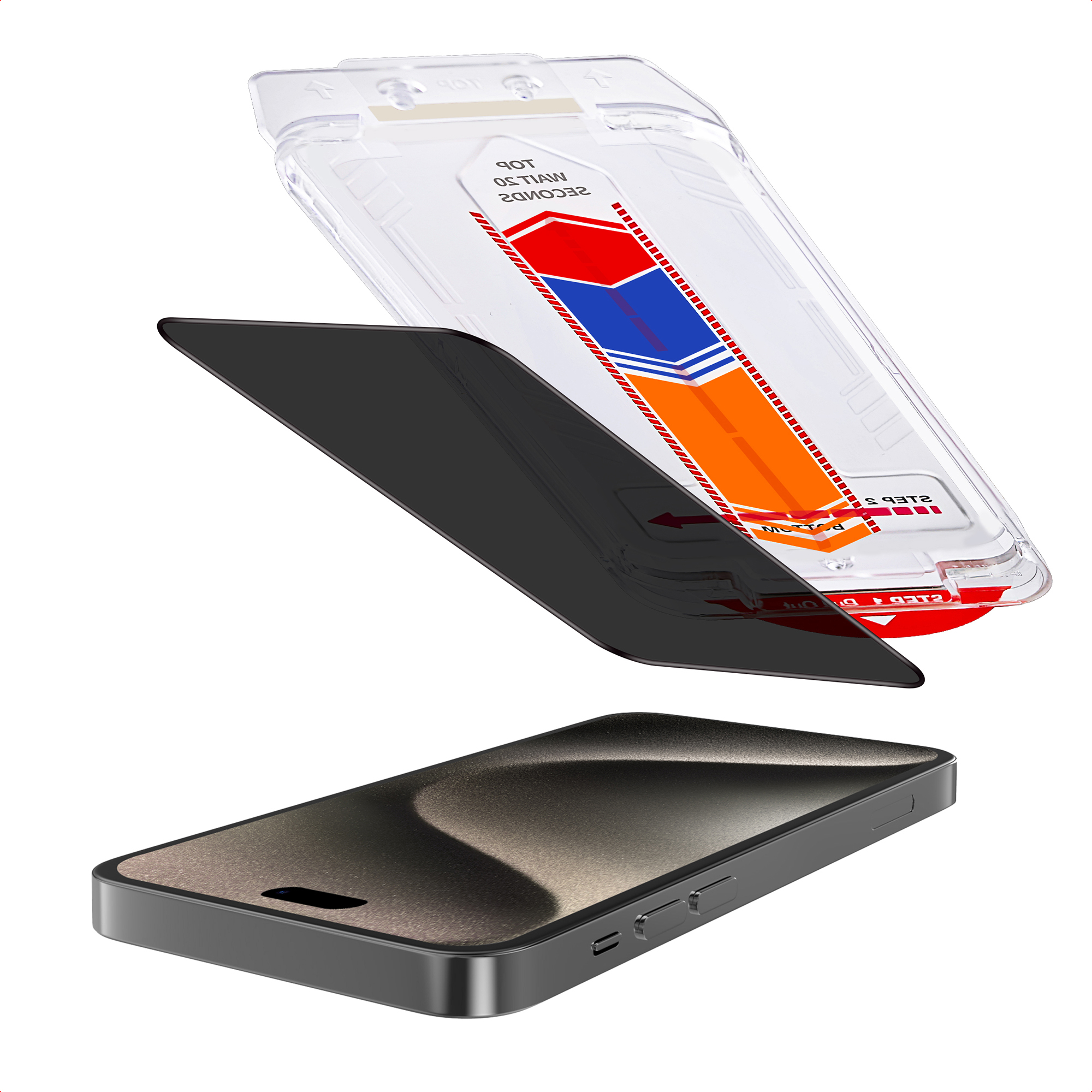 Accezz Gehard Glas Privacy Screenprotector + Applicator voor de Apple iPhone 15 Pro