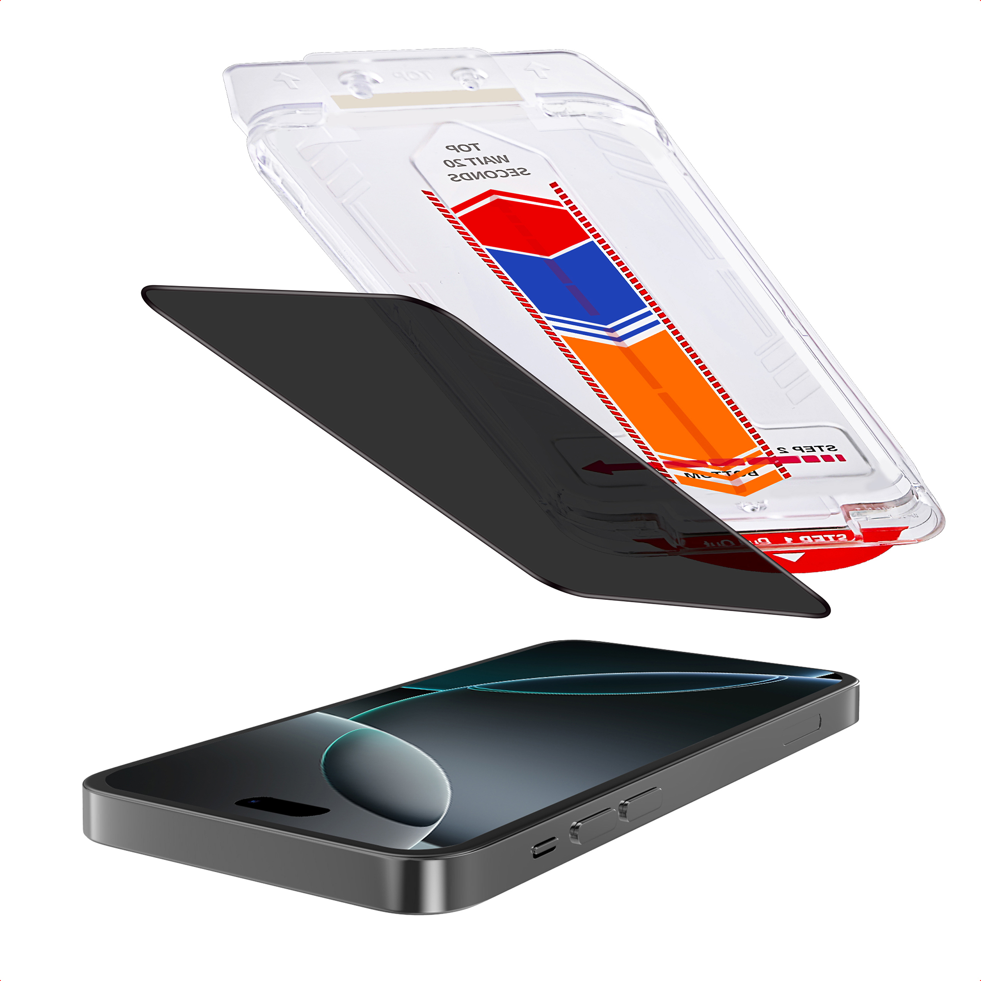 Accezz Gehard Glas Privacy Screenprotector + Applicator voor de Apple iPhone 16 Pro