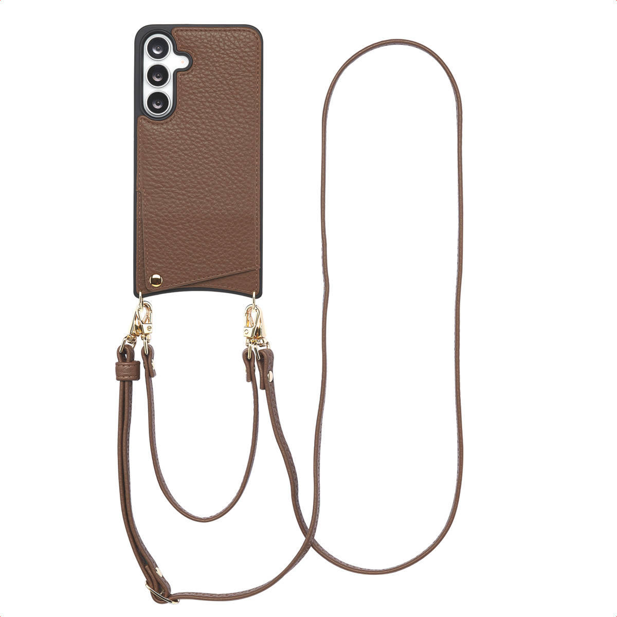 Selencia Nova Telefoonhoes met Koord en Pashouder voor de Samsung Galaxy S25 FE - Mocha Brown