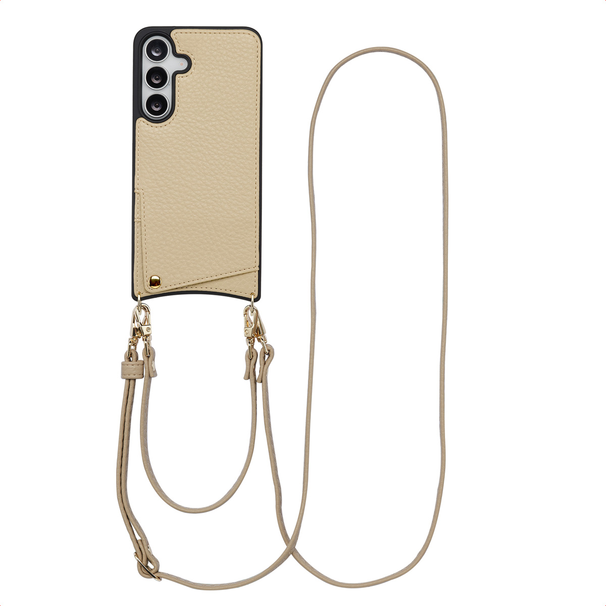 Selencia Nova Telefoonhoes met Koord en Pashouder voor de Samsung Galaxy S25 FE - Beige