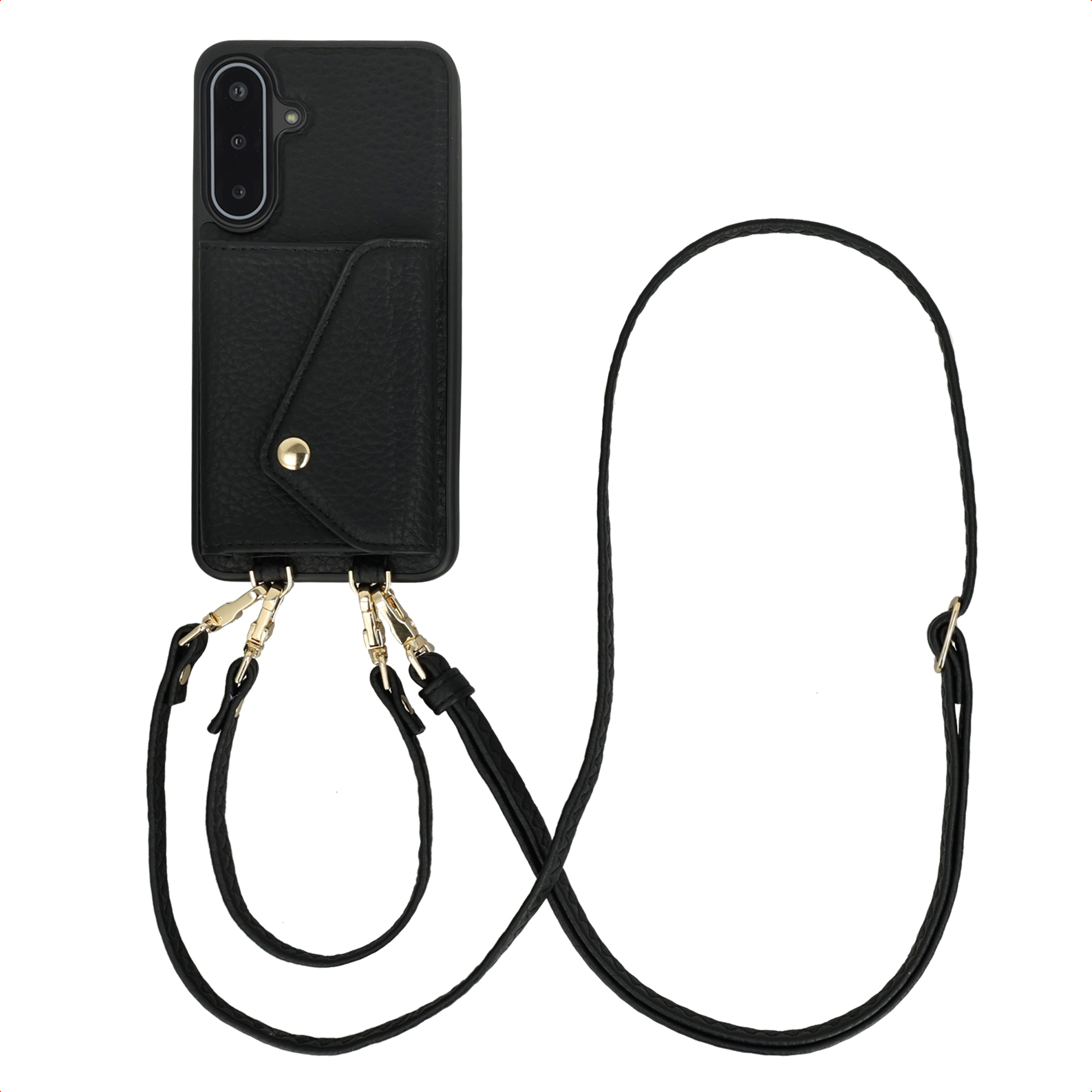 Selencia Sera Telefoonhoes met Koord en Envelop Pashouder voor de Samsung Galaxy A17 (5G) / (4G) - Zwart