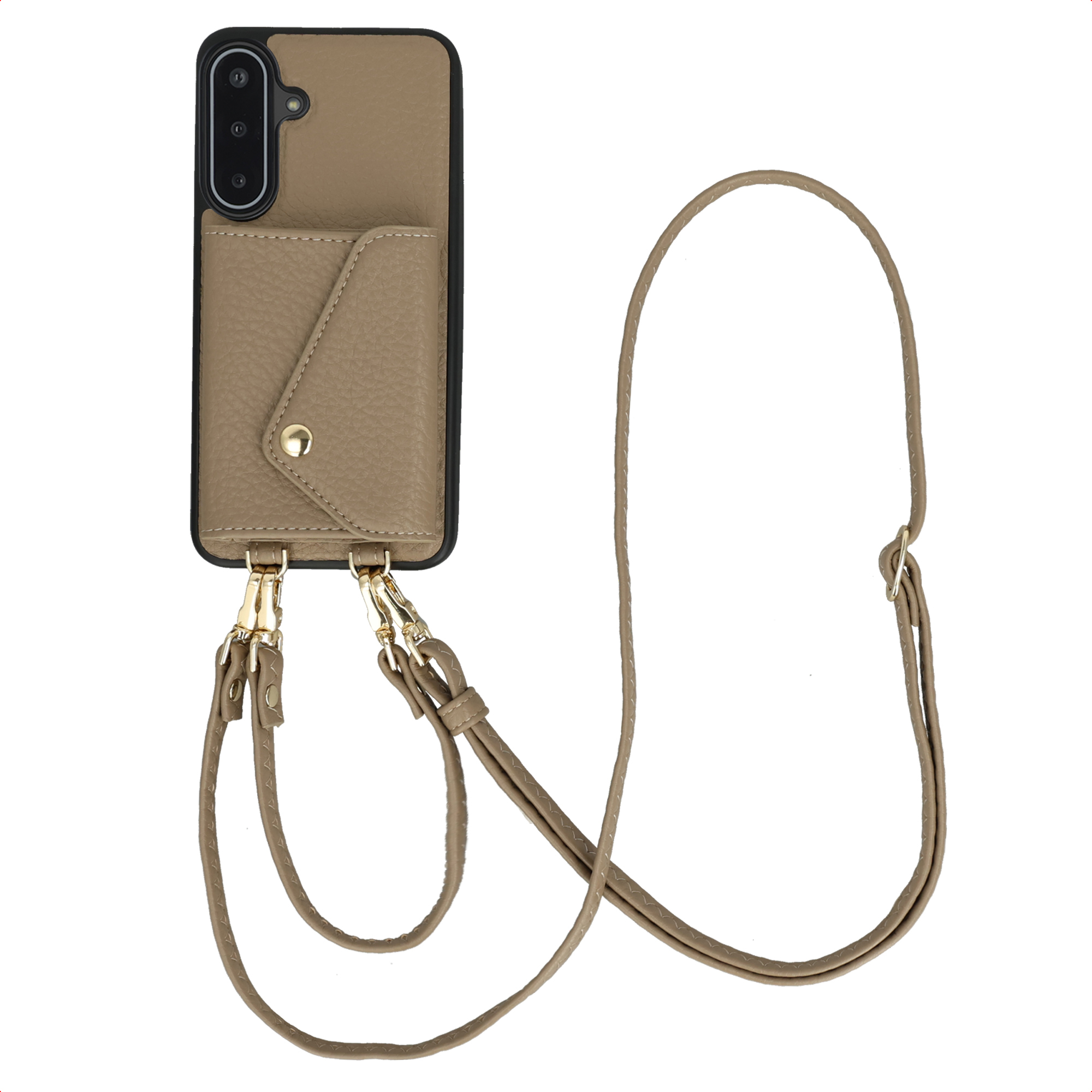 Selencia Sera Telefoonhoes met Koord en Envelop Pashouder voor de Samsung Galaxy A17 (5G) / (4G) - Taupe