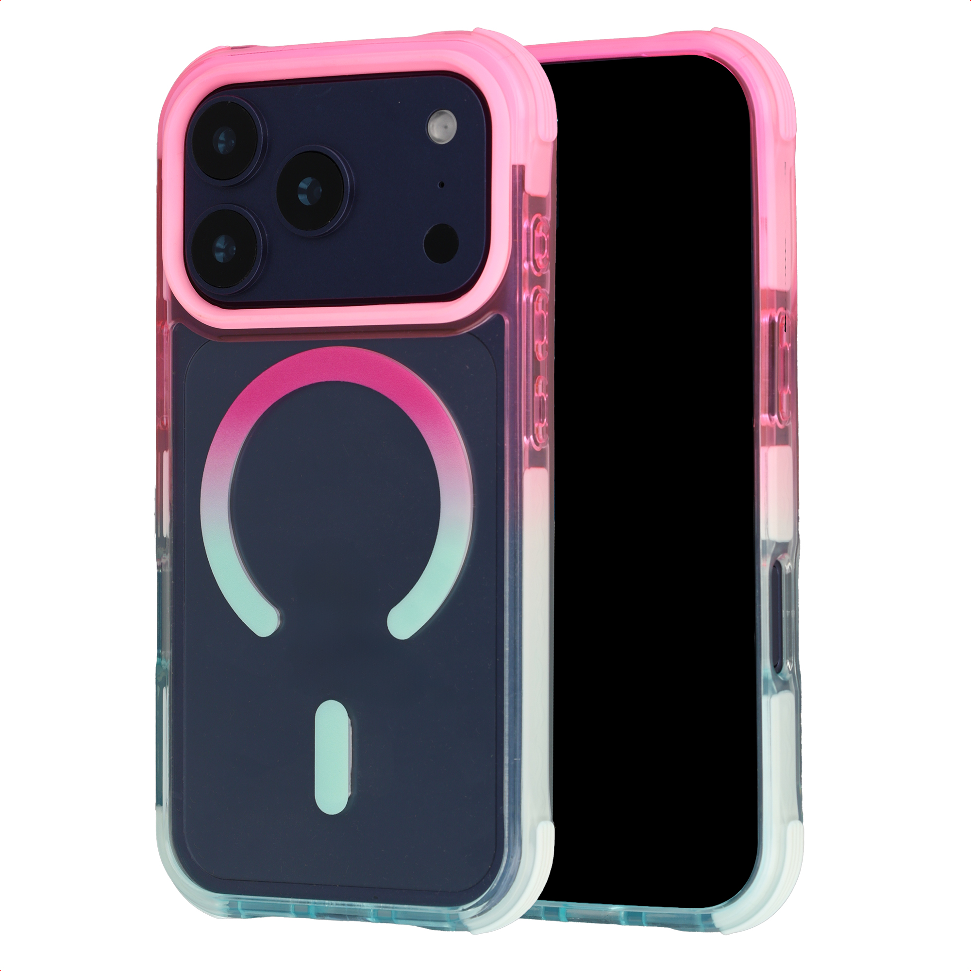 Selencia Gradient Backcover met MagSafe voor de Apple iPhone 17 Pro Max - Roze / Blauw
