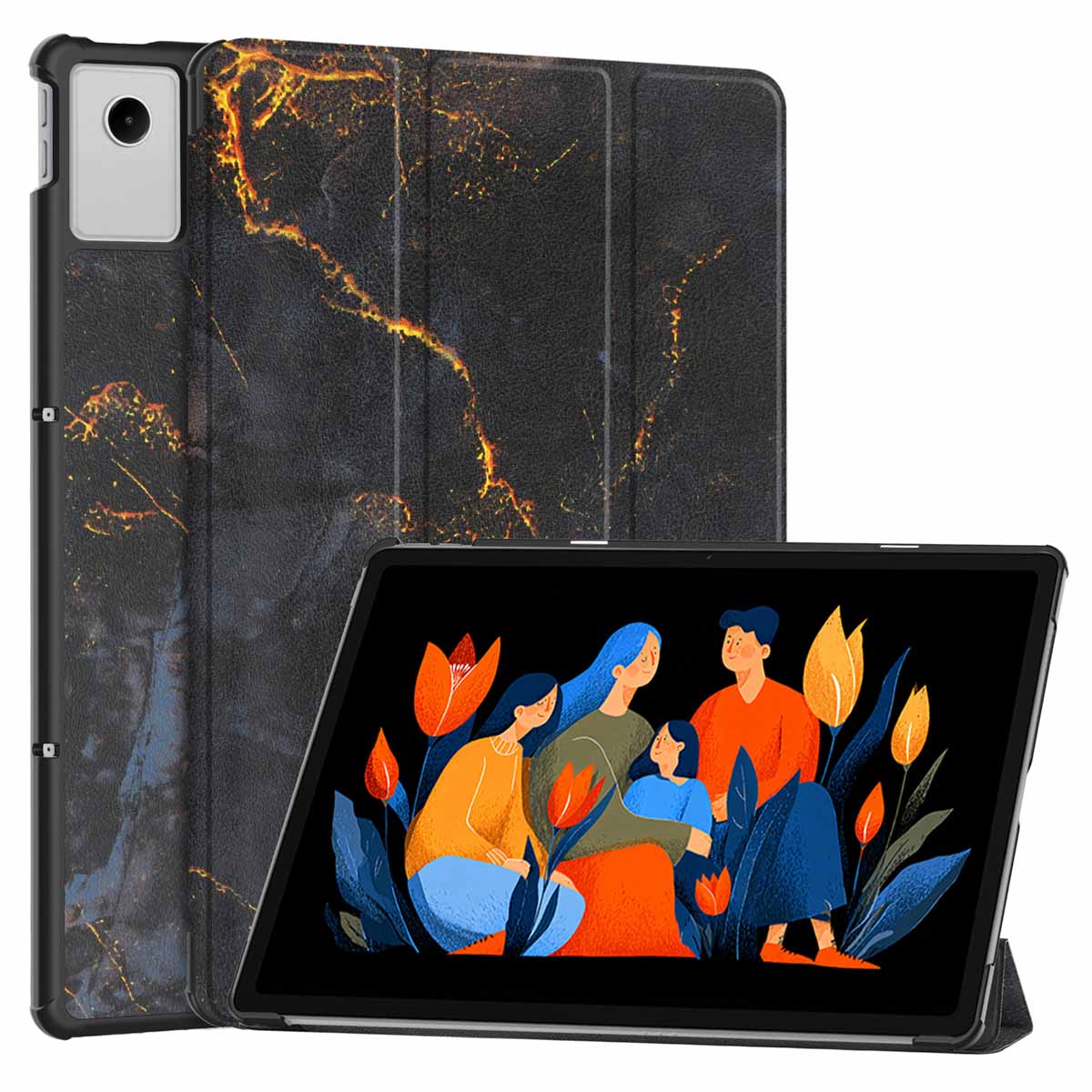 imoshion Design Trifold Bookcase voor de Lenovo Idea Tab Plus - Black Marble