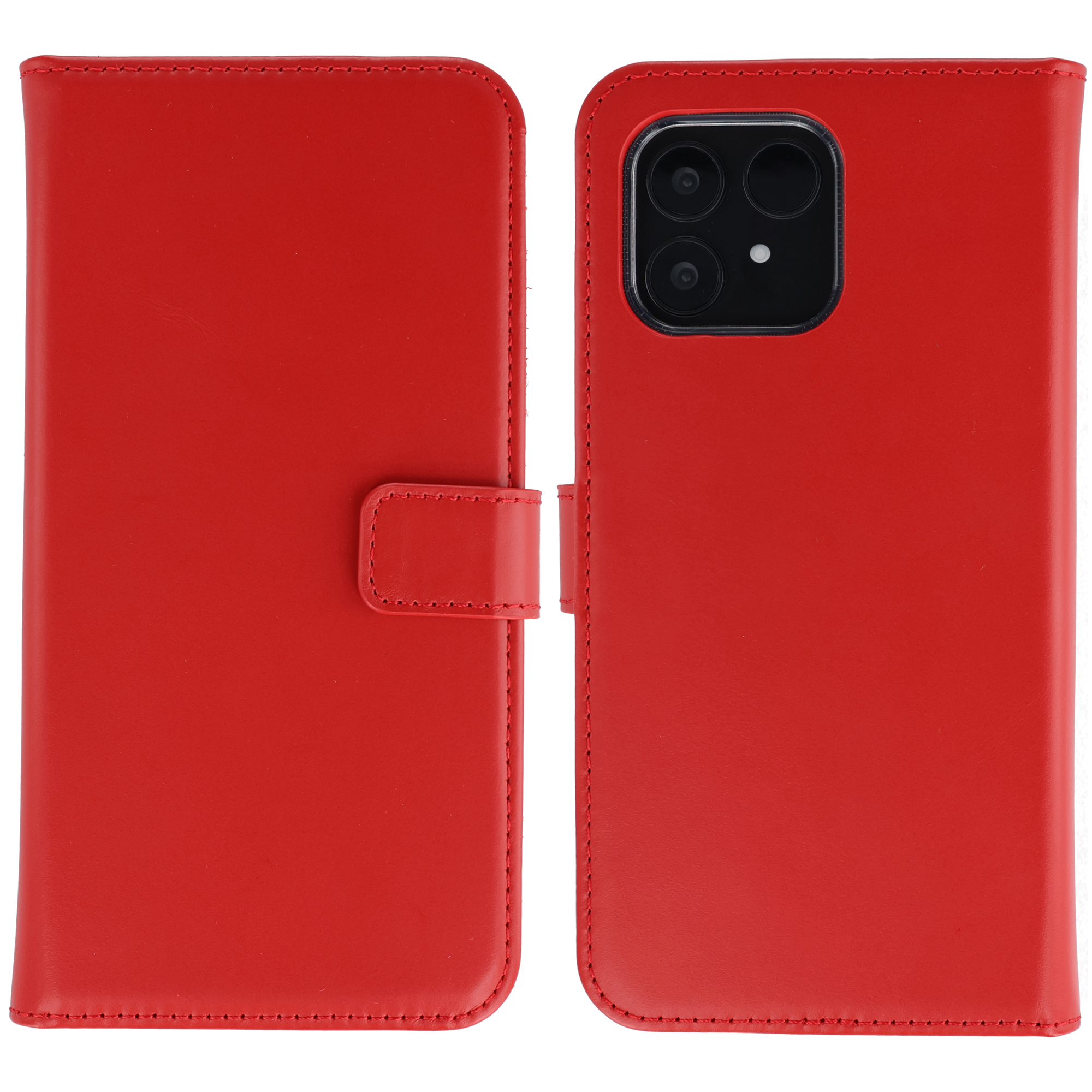 Selencia Echt Leren Bookcase voor de Fairphone 6 - Rood