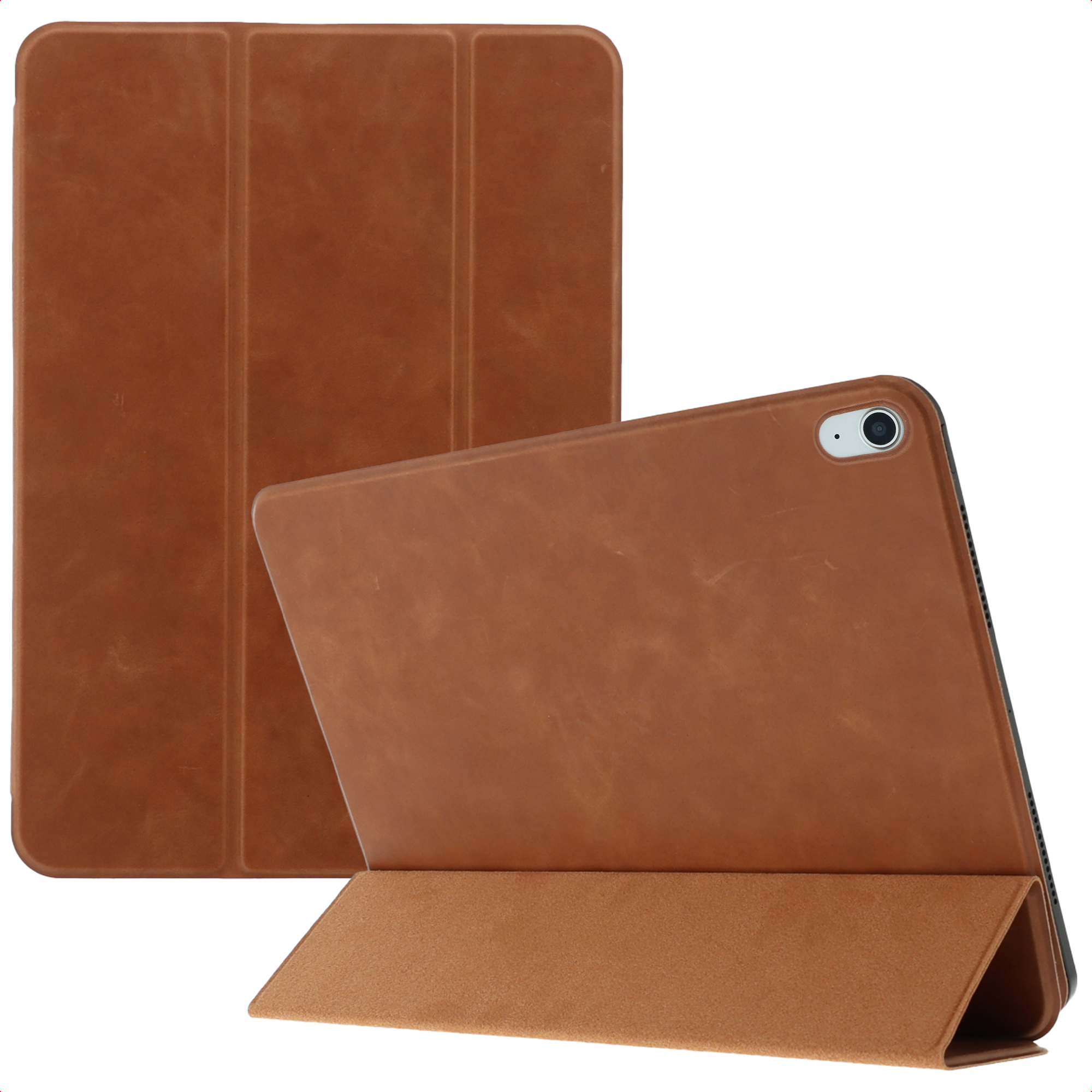 Accezz Leather Trifold Bookcase voor de Apple iPad 11 (2025) 11 inch A16 / iPad 10 (2022) 10.9 inch - Cognac