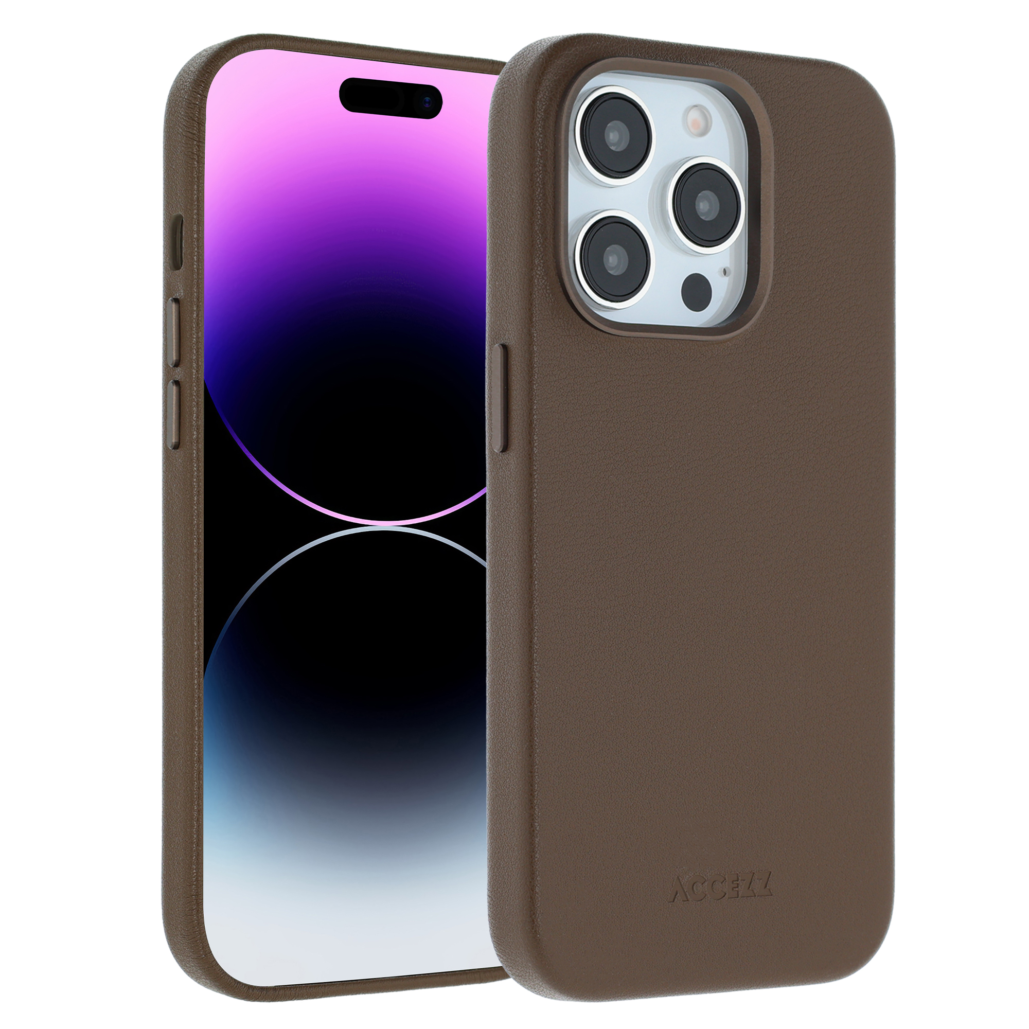 Accezz MagSafe Leather Backcover voor de Apple iPhone 14 Pro - Coffee Brown