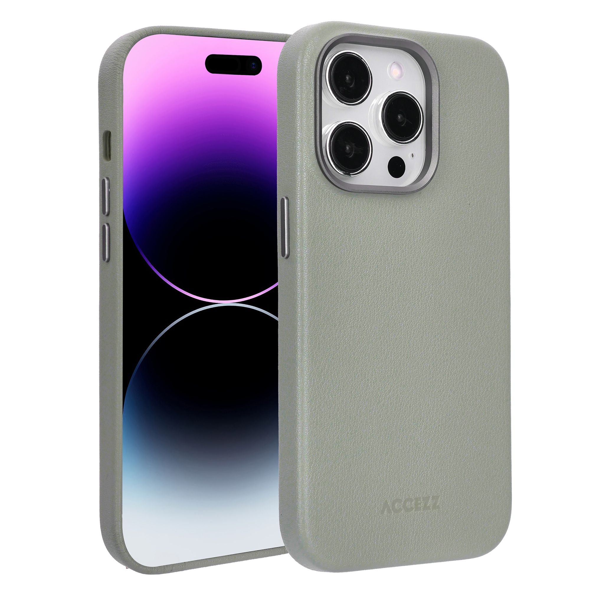 Accezz MagSafe Leather Backcover voor de Apple iPhone 14 Pro - Light Grey