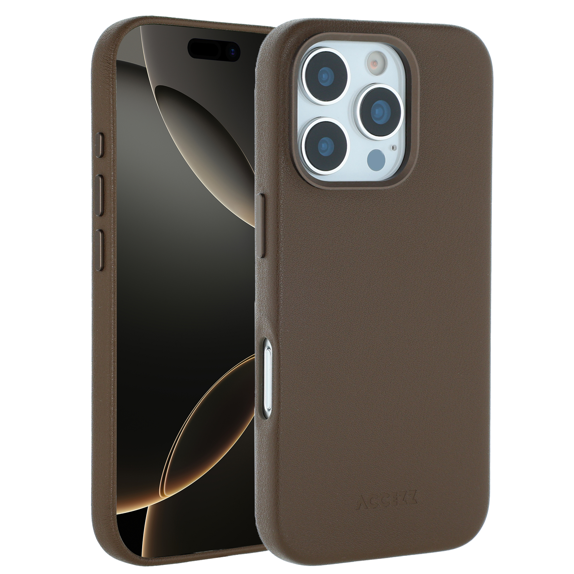 Accezz MagSafe Leather Backcover voor de Apple iPhone 16 Pro - Coffee Brown
