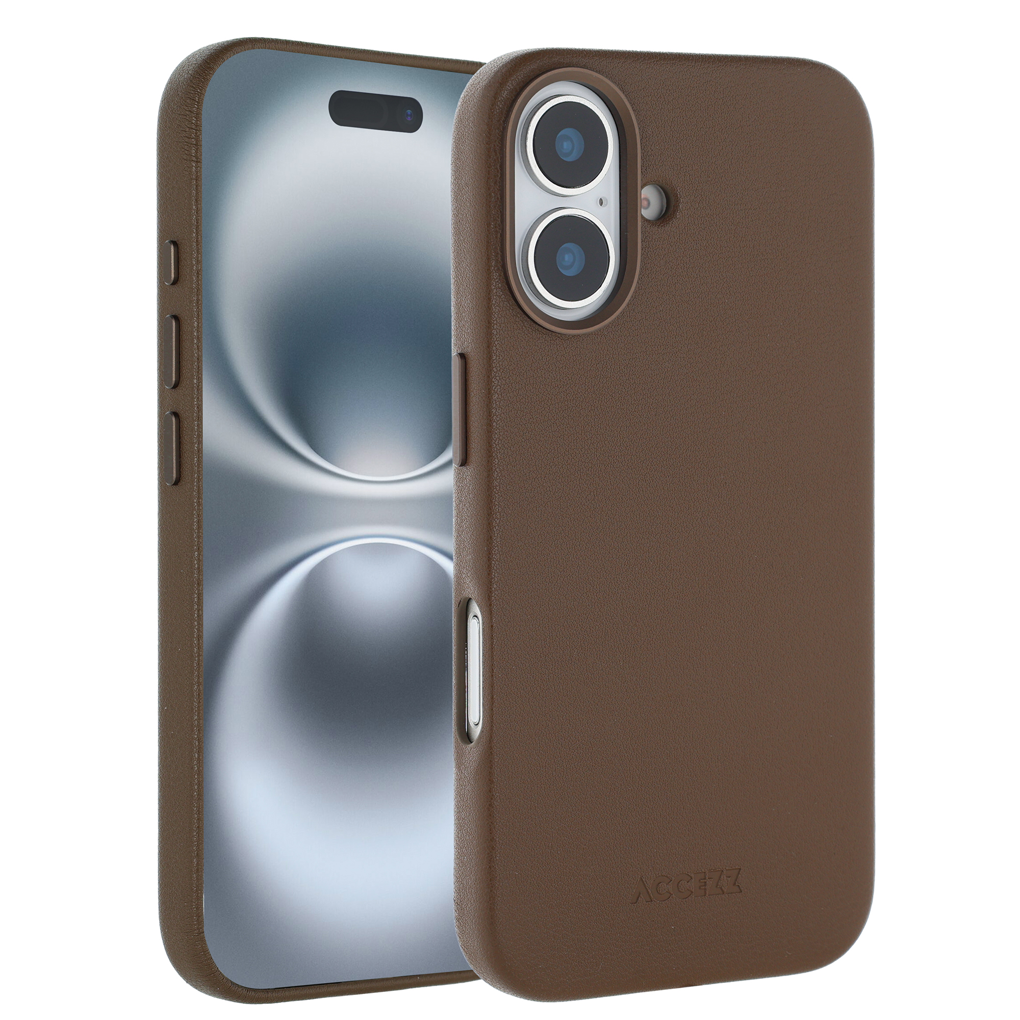 Accezz MagSafe Leather Backcover voor de Apple iPhone 16 - Coffee Brown