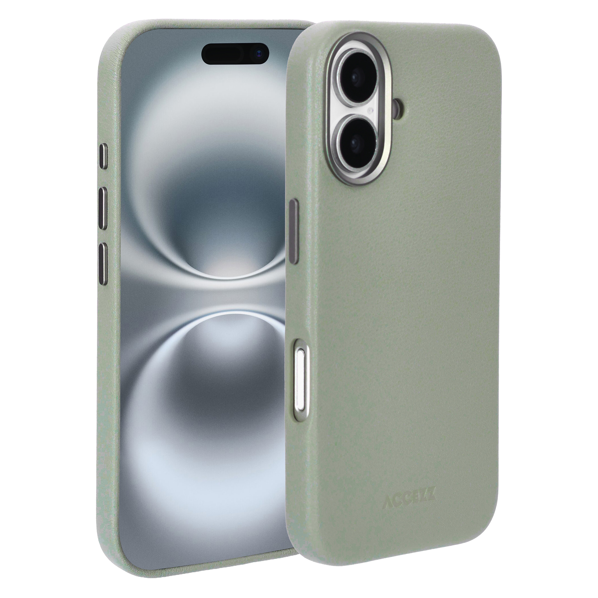 Accezz MagSafe Leather Backcover voor de Apple iPhone 16 - Light Grey