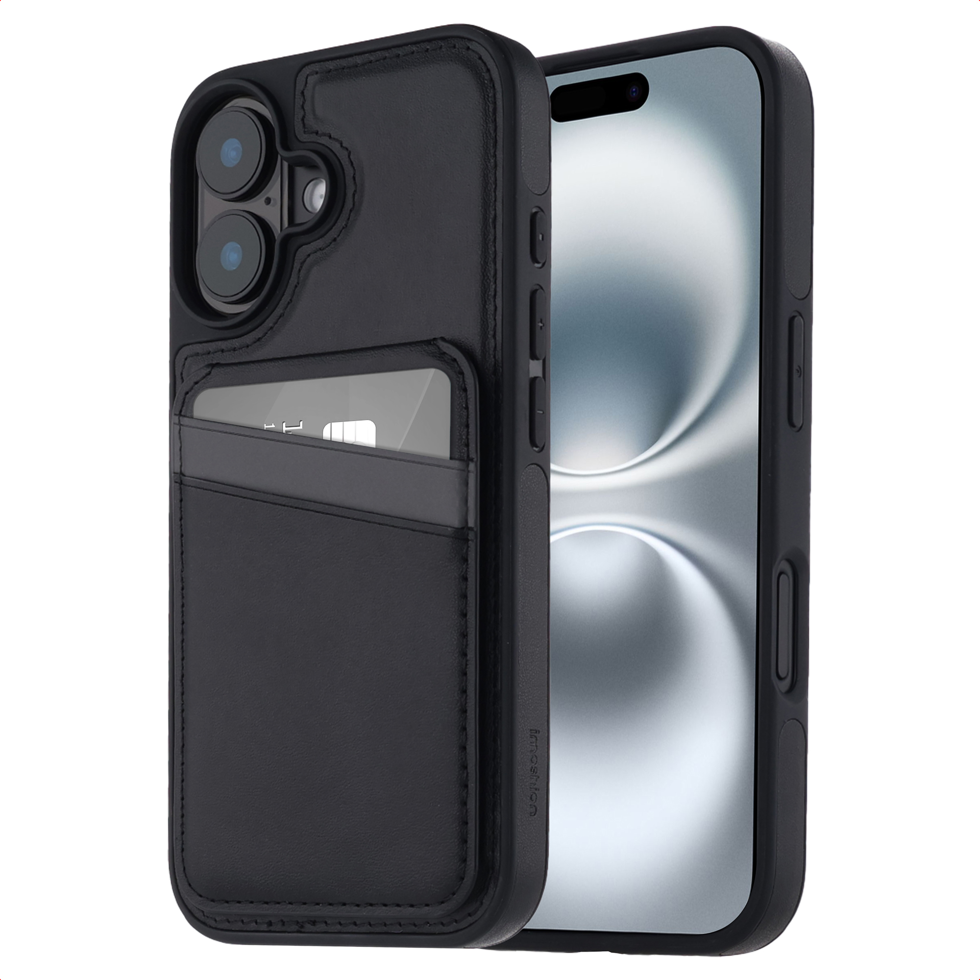 imoshion Backcover met kaarthouder en stand voor de Apple iPhone 16 - Zwart