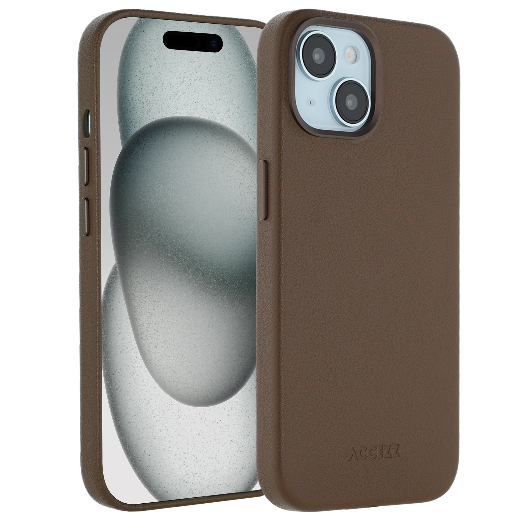 Accezz MagSafe Leather Backcover voor de Apple iPhone 15 - Coffee Brown