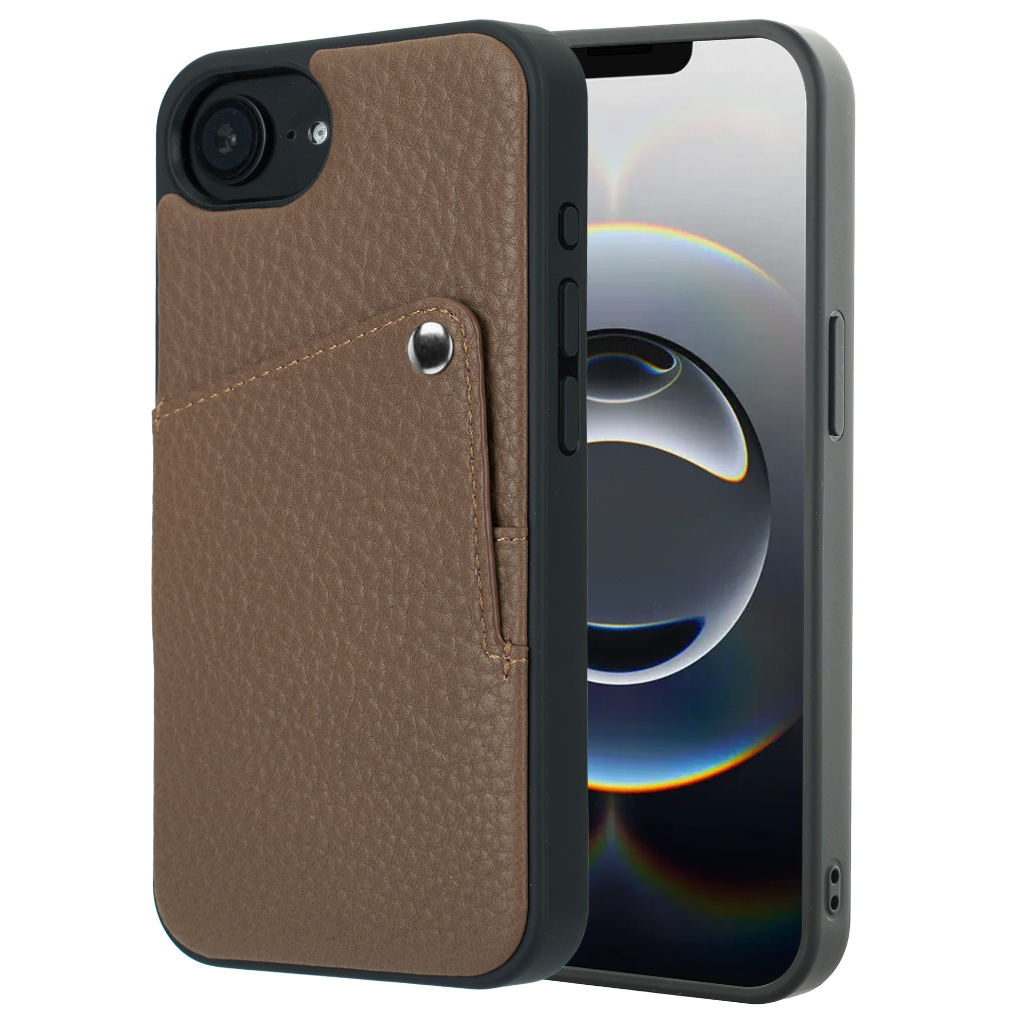 Selencia Coque Riva avec porte-cartes Apple iPhone 17e / 16e - Mocha Brown