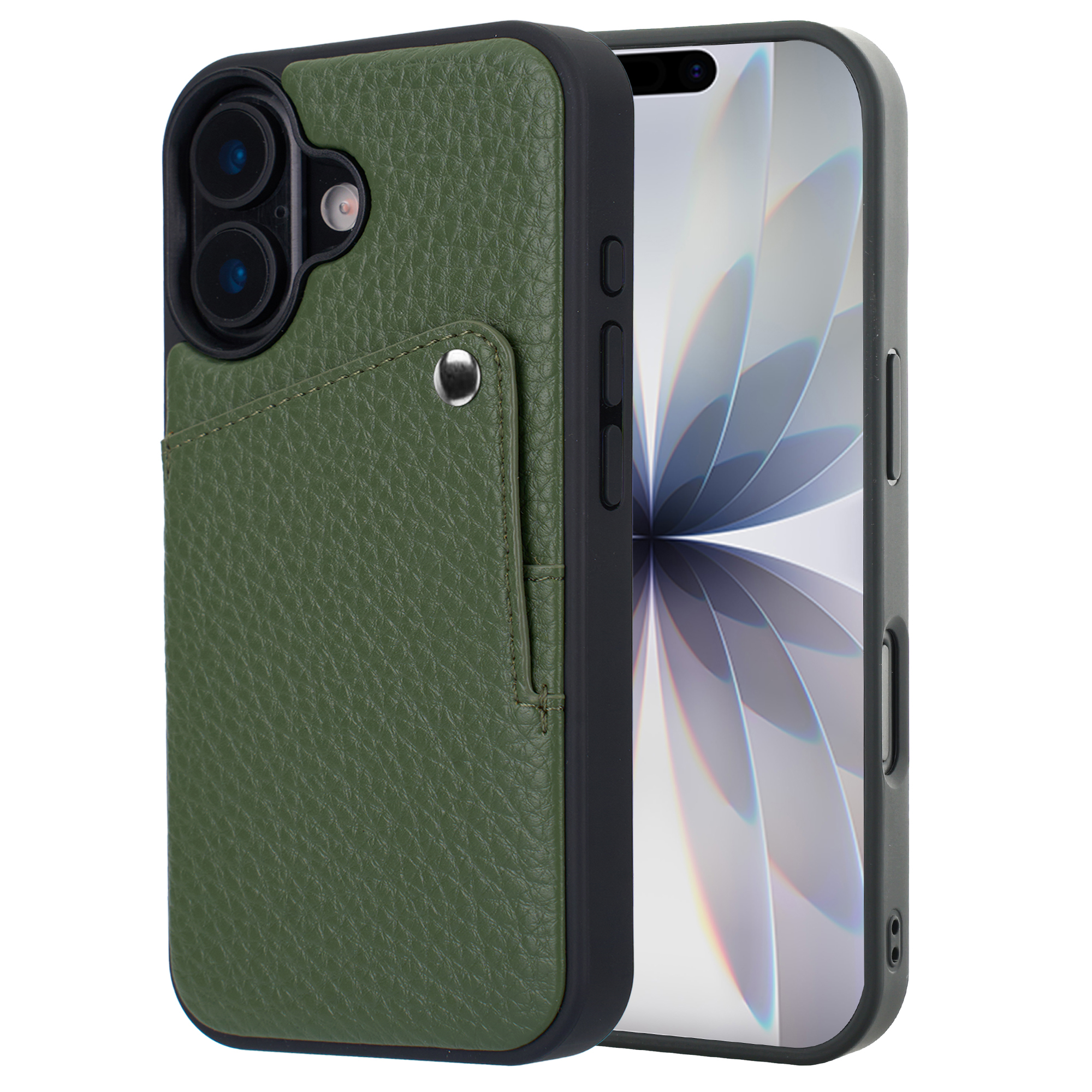 Selencia Riva Backcover met Pashouder voor de Apple iPhone 17 - Sage Green