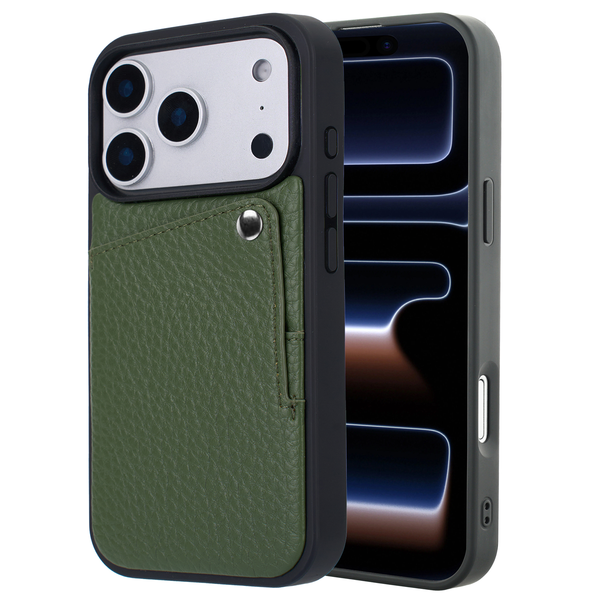 Selencia Riva Backcover met Pashouder voor de Apple iPhone 17 Pro - Sage Green