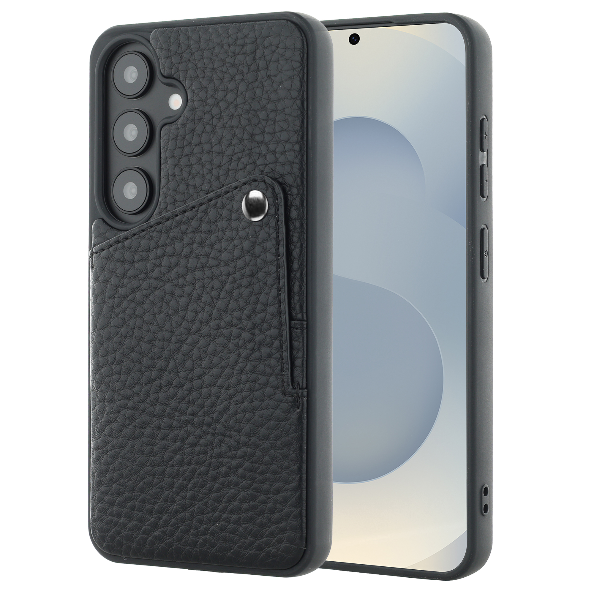 Selencia Riva Backcover met Pashouder voor de Samsung Galaxy S25 / S24 - Zwart