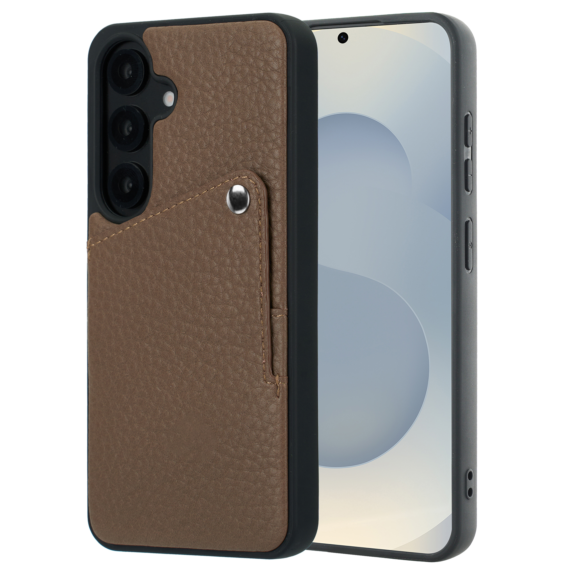 Selencia Coque Riva avec porte-cartes Samsung Galaxy S25 / S24 - Mocha Brown