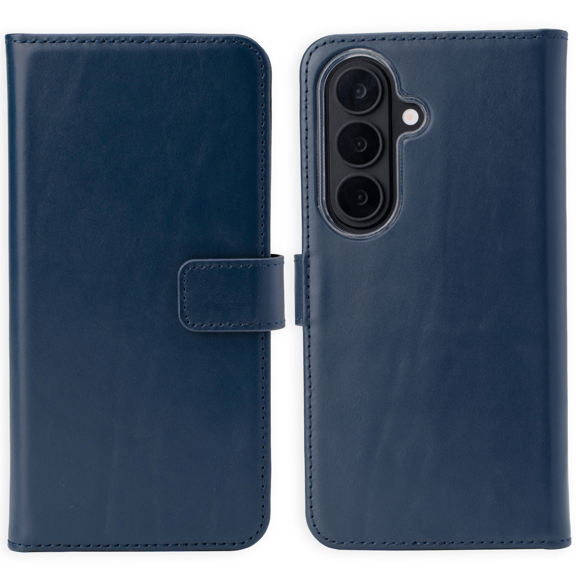 Selencia Echt Leren Bookcase voor de Samsung Galaxy S26 - Donkerblauw
