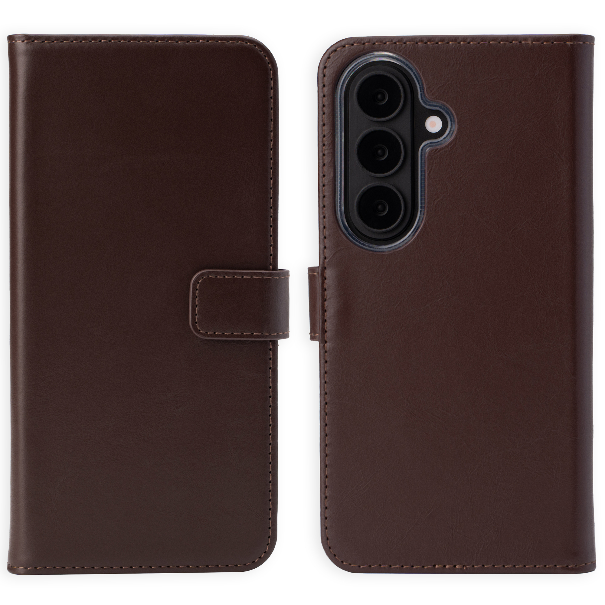 Selencia Echt Leren Bookcase voor de Samsung Galaxy S26 - Bruin