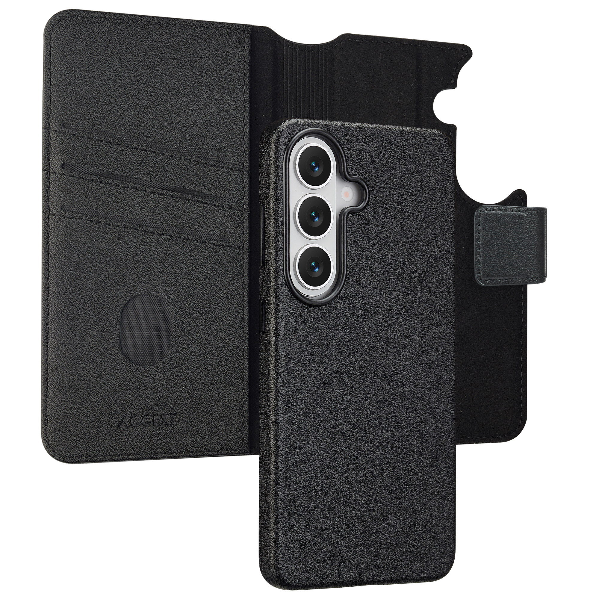 Accezz Leather Bookcase 2-in-1 met MagSafe voor de Samsung Galaxy S26 - Onyx Black