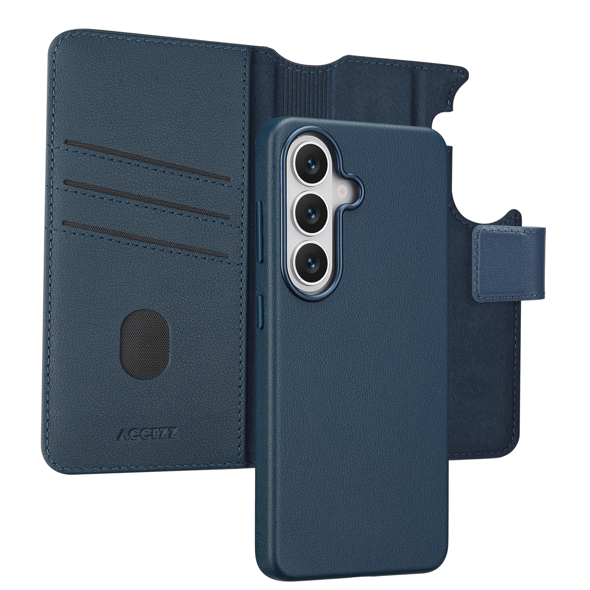 Accezz Leather Bookcase 2-in-1 met MagSafe voor de Samsung Galaxy S26 - Nightfall Blue