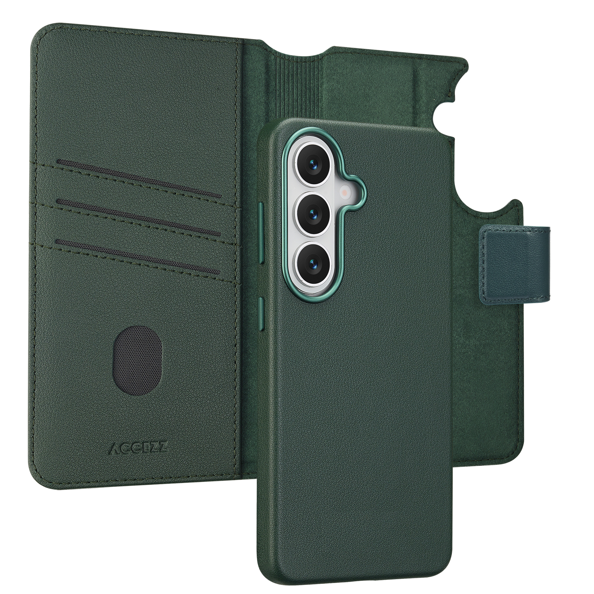 Accezz Leather Bookcase 2-in-1 met MagSafe voor de Samsung Galaxy S26 - Cedar Green