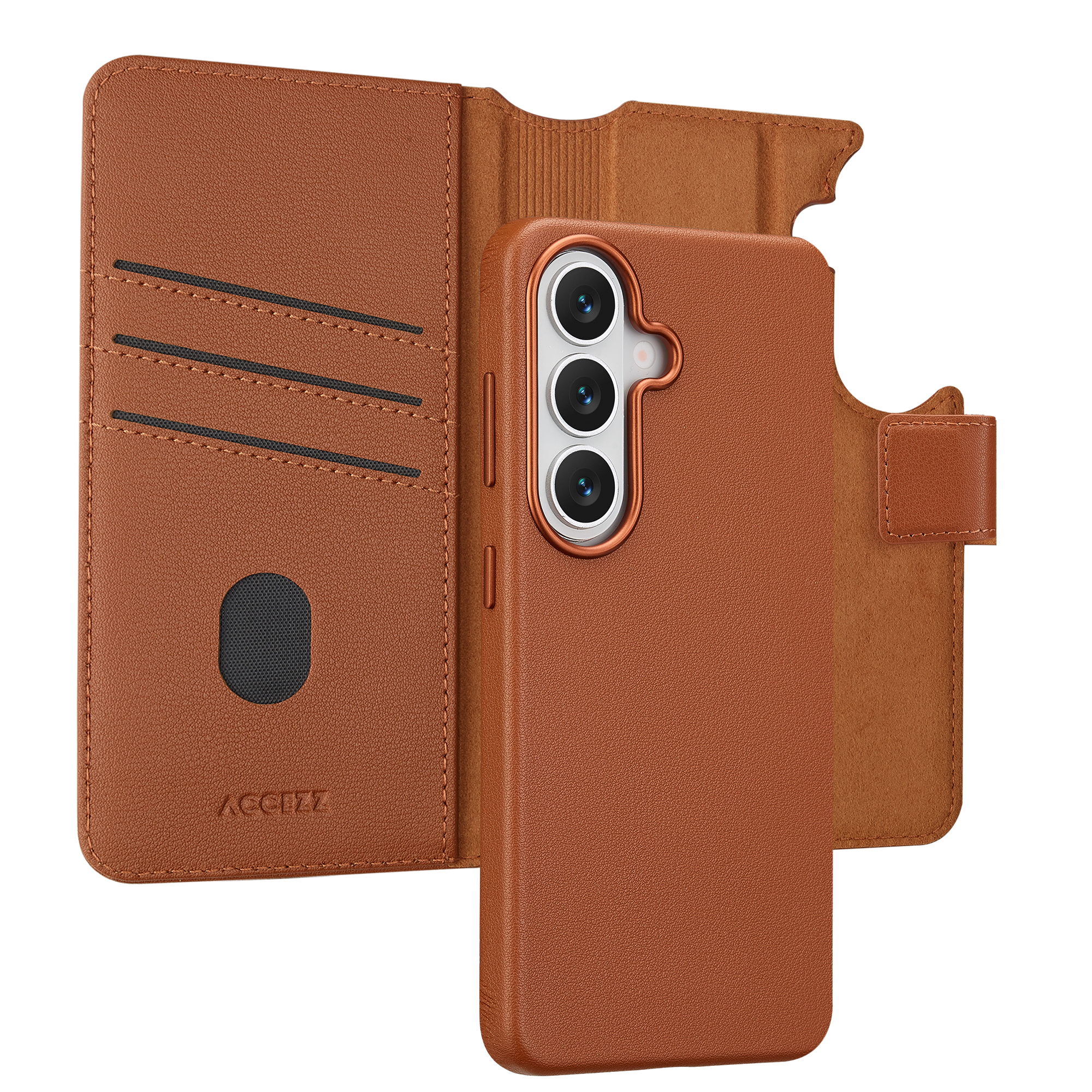 Accezz Leather Bookcase 2-in-1 met MagSafe voor de Samsung Galaxy S26 - Sienna Brown