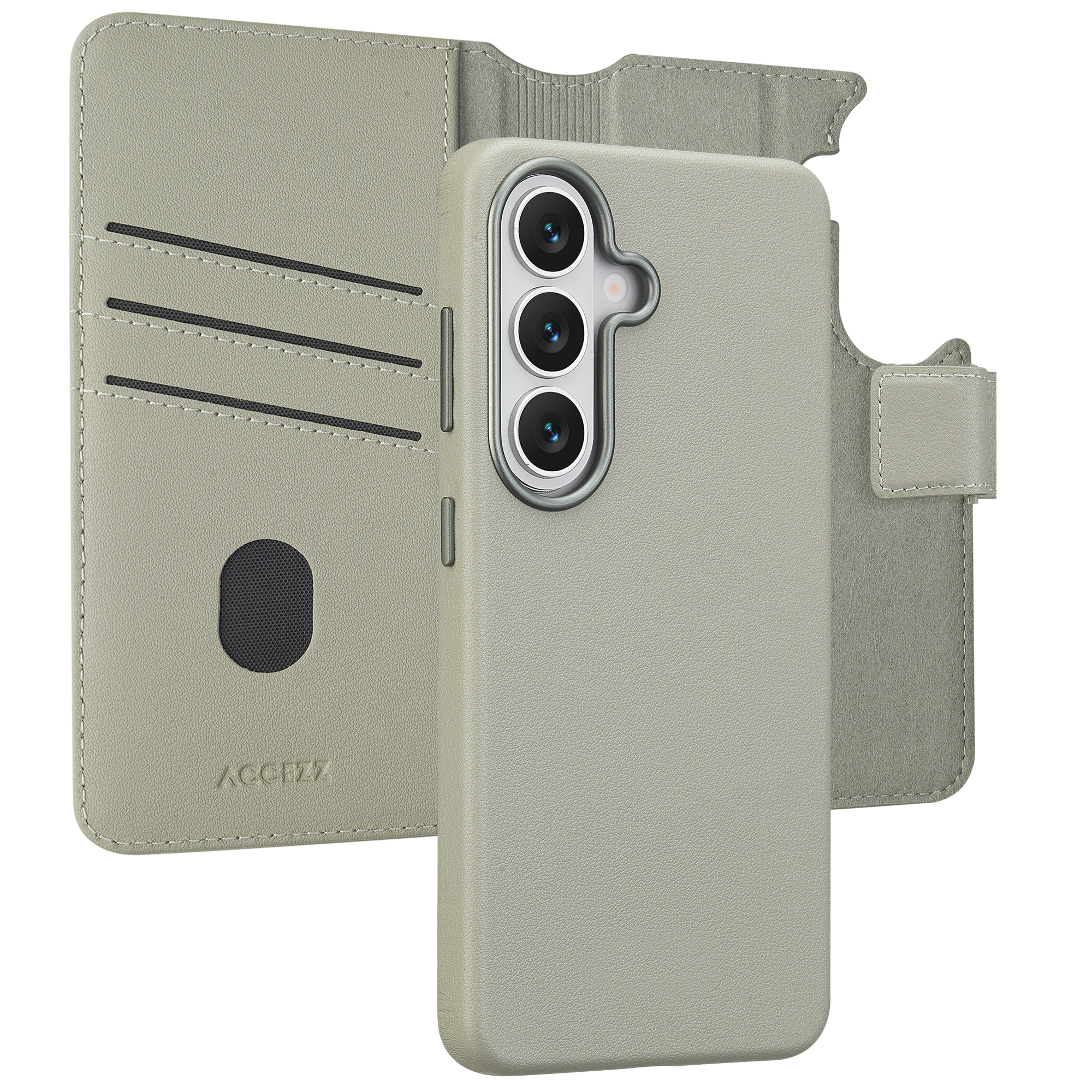 Accezz Leather Bookcase 2-in-1 met MagSafe voor de Samsung Galaxy S26 - Light Grey