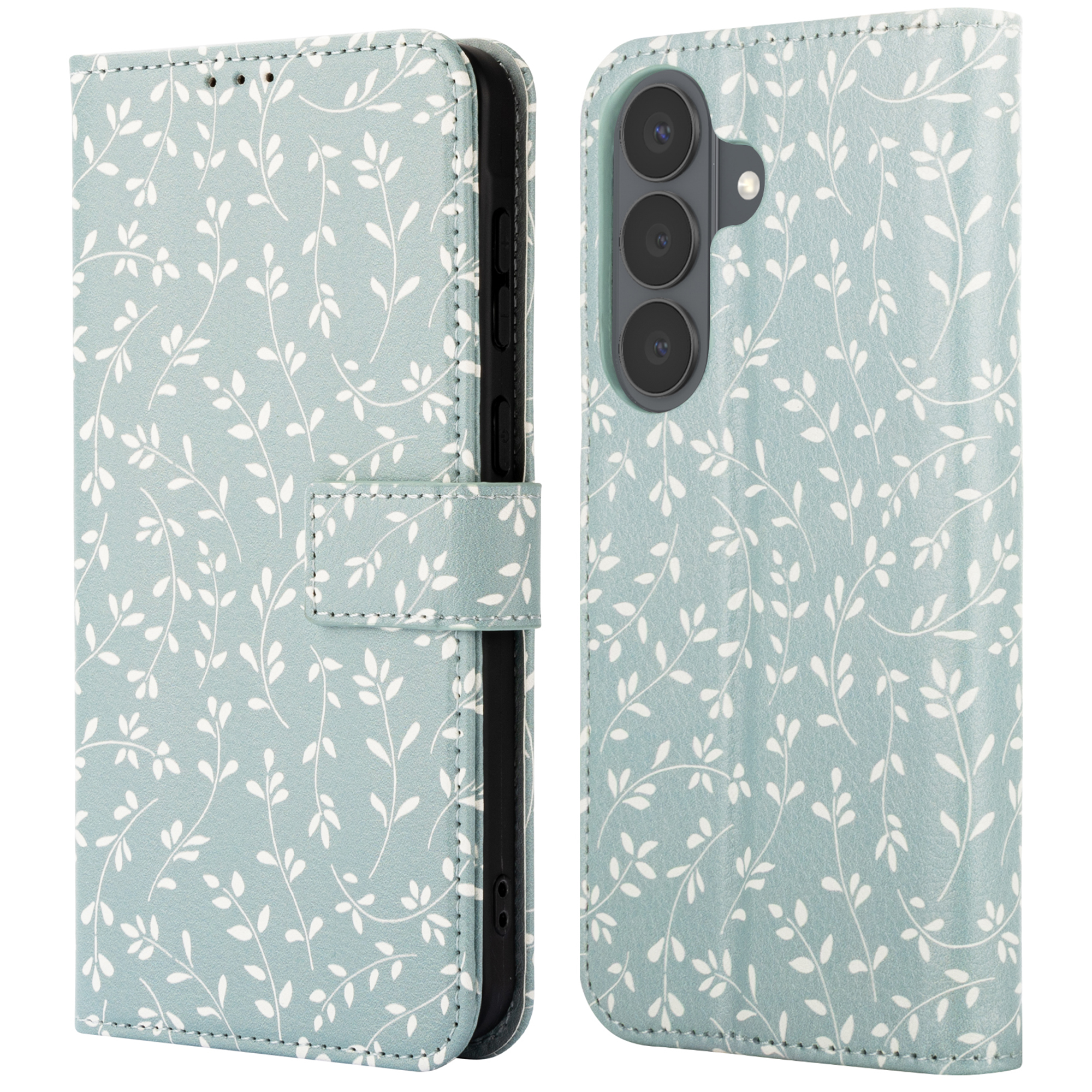 imoshion Design Bookcase voor de Samsung Galaxy S26 - Smoke Green Flowers