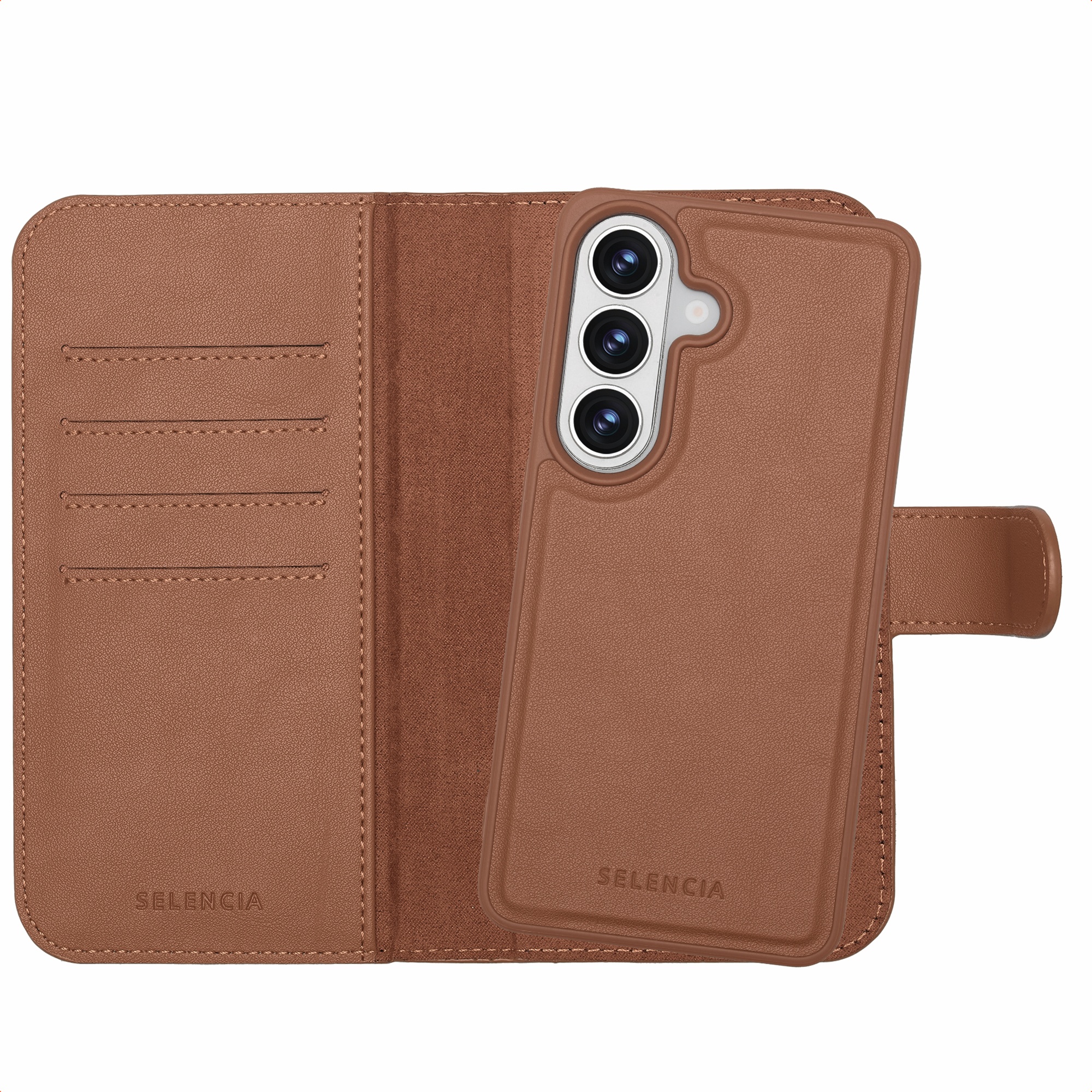 Selencia Olyn Uitneembare Bookcase met MagSafe voor de Samsung Galaxy S26 - Bruin