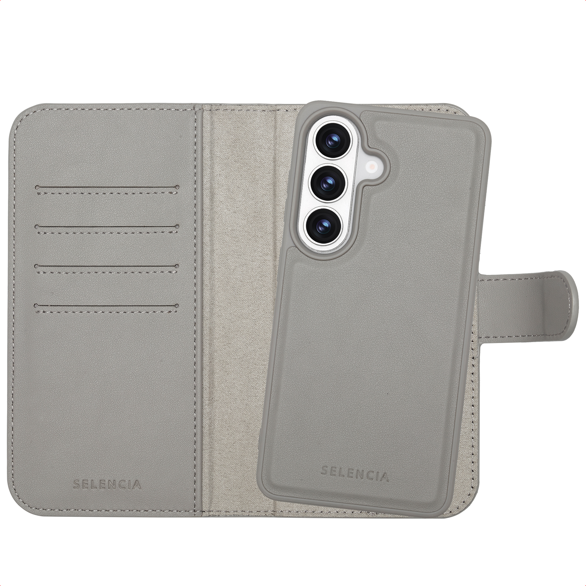 Selencia Étui portefeuille amovible Olyn avec MagSafe Samsung Galaxy S26 - Gris