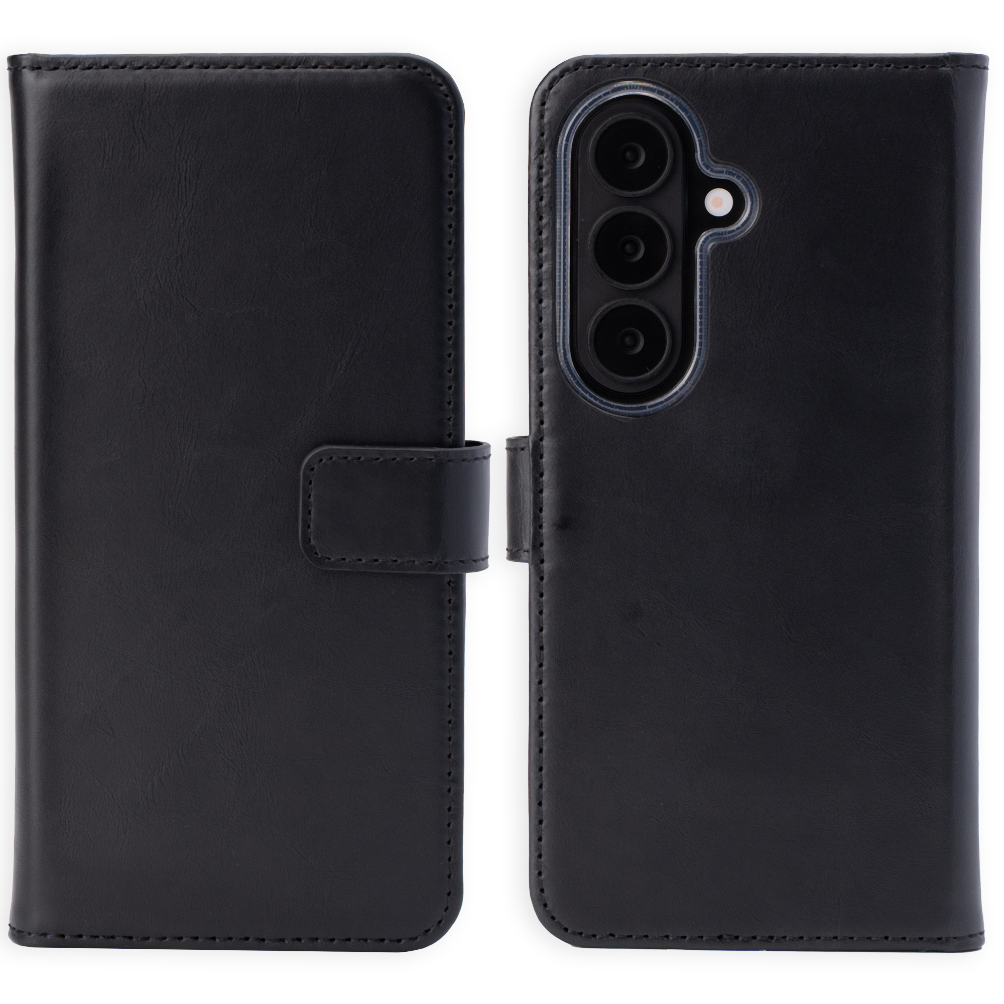Selencia Echt Leren Bookcase voor de Samsung Galaxy S26 Plus - Zwart