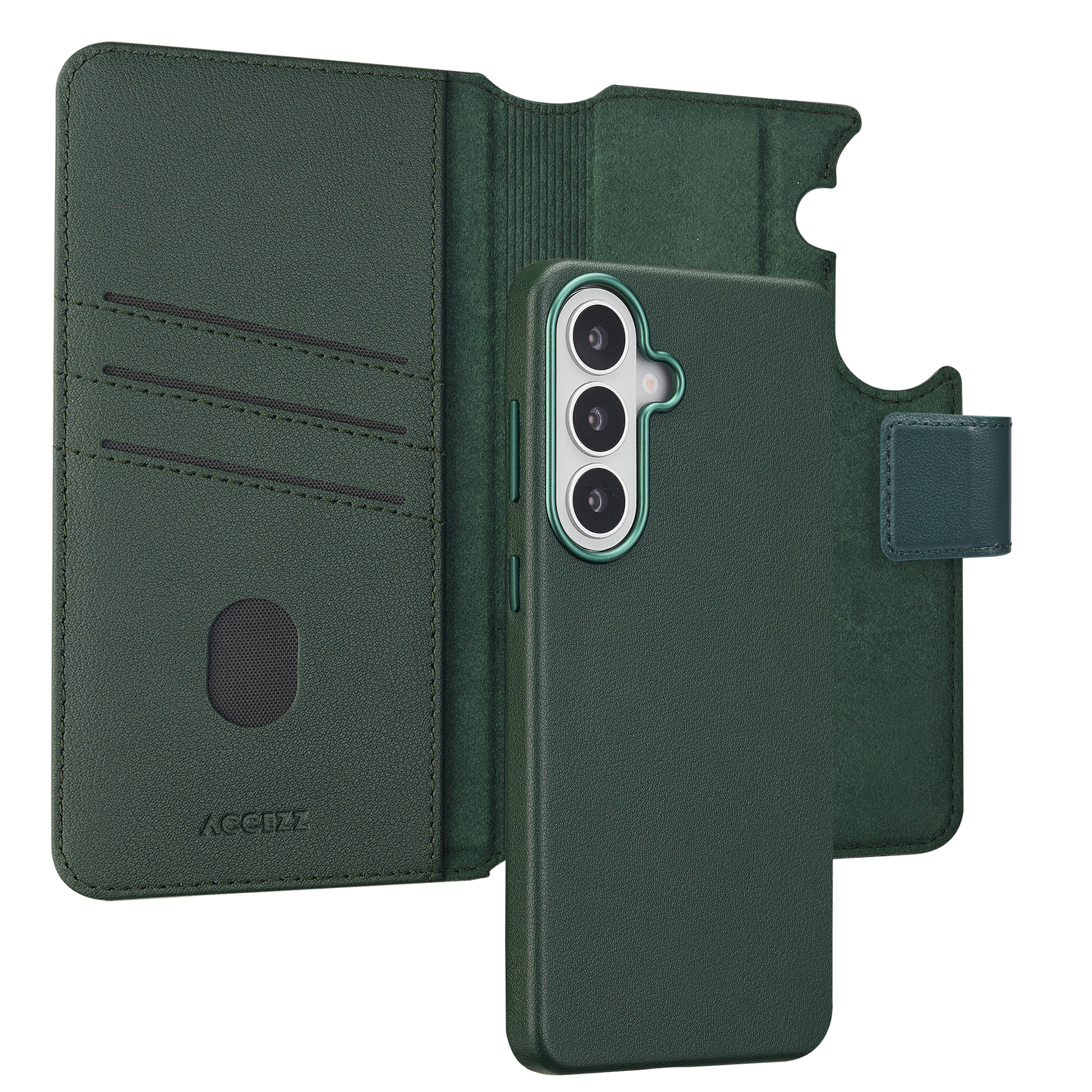 Accezz Leather Bookcase 2-in-1 met MagSafe voor de Samsung Galaxy S26 Plus - Cedar Green