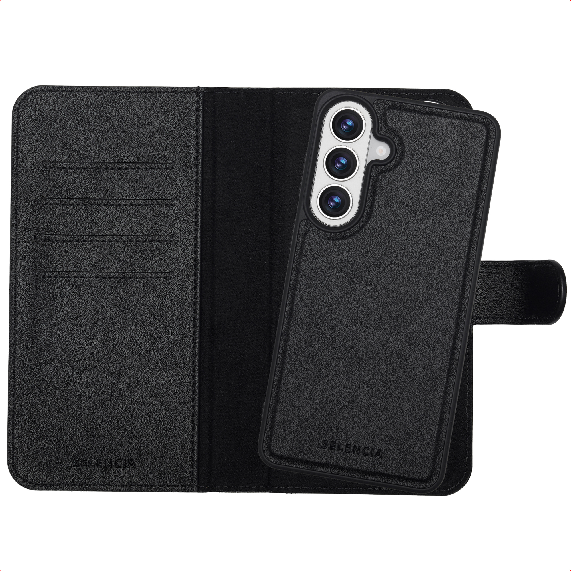 Selencia Étui portefeuille amovible Olyn avec MagSafe Samsung Galaxy S26 Plus - Noir