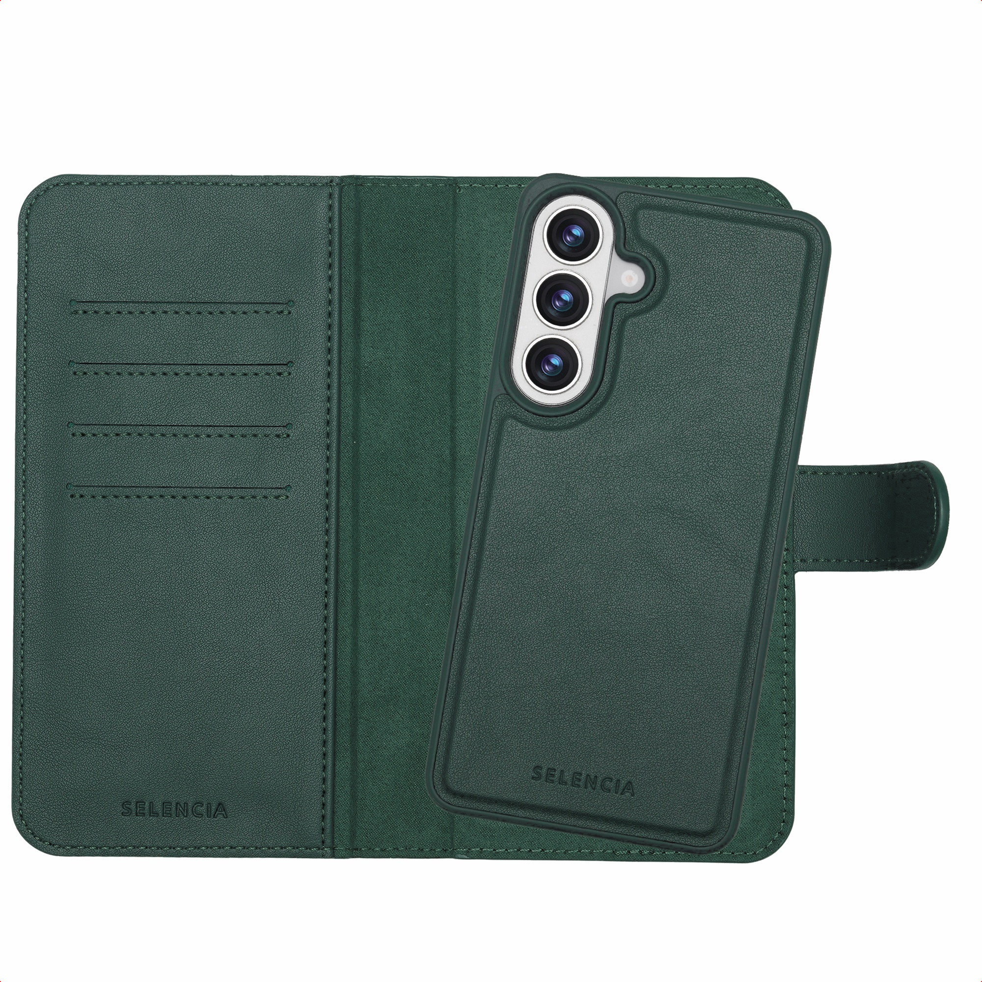 Selencia Étui portefeuille amovible Olyn avec MagSafe Samsung Galaxy S26 Plus - Vert