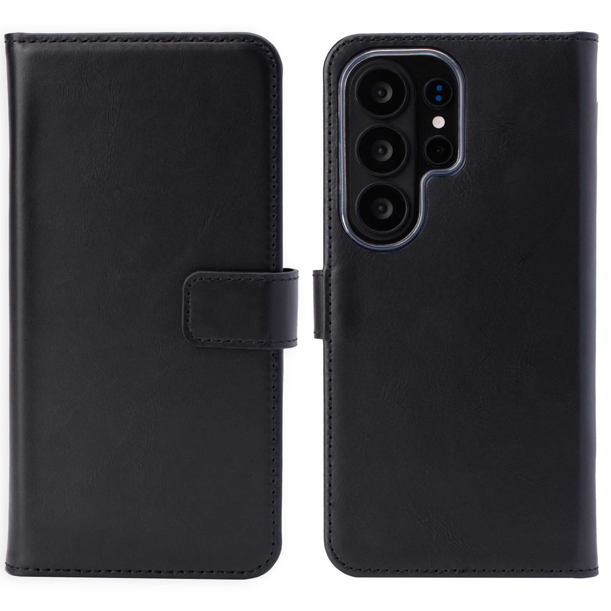 Selencia Echt Leren Bookcase voor de Samsung Galaxy S26 Ultra - Zwart