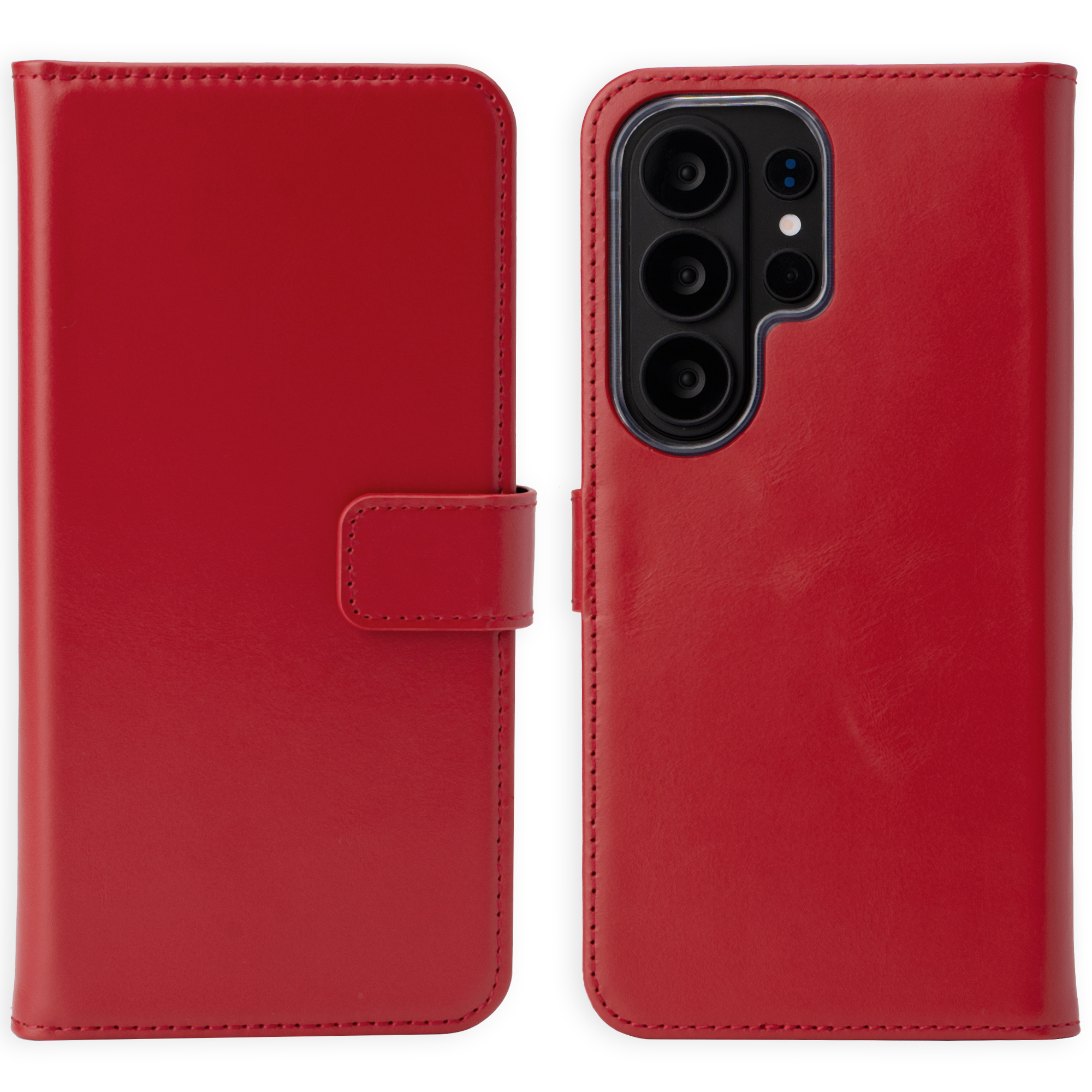 Selencia Echt Leren Bookcase voor de Samsung Galaxy S26 Ultra - Rood