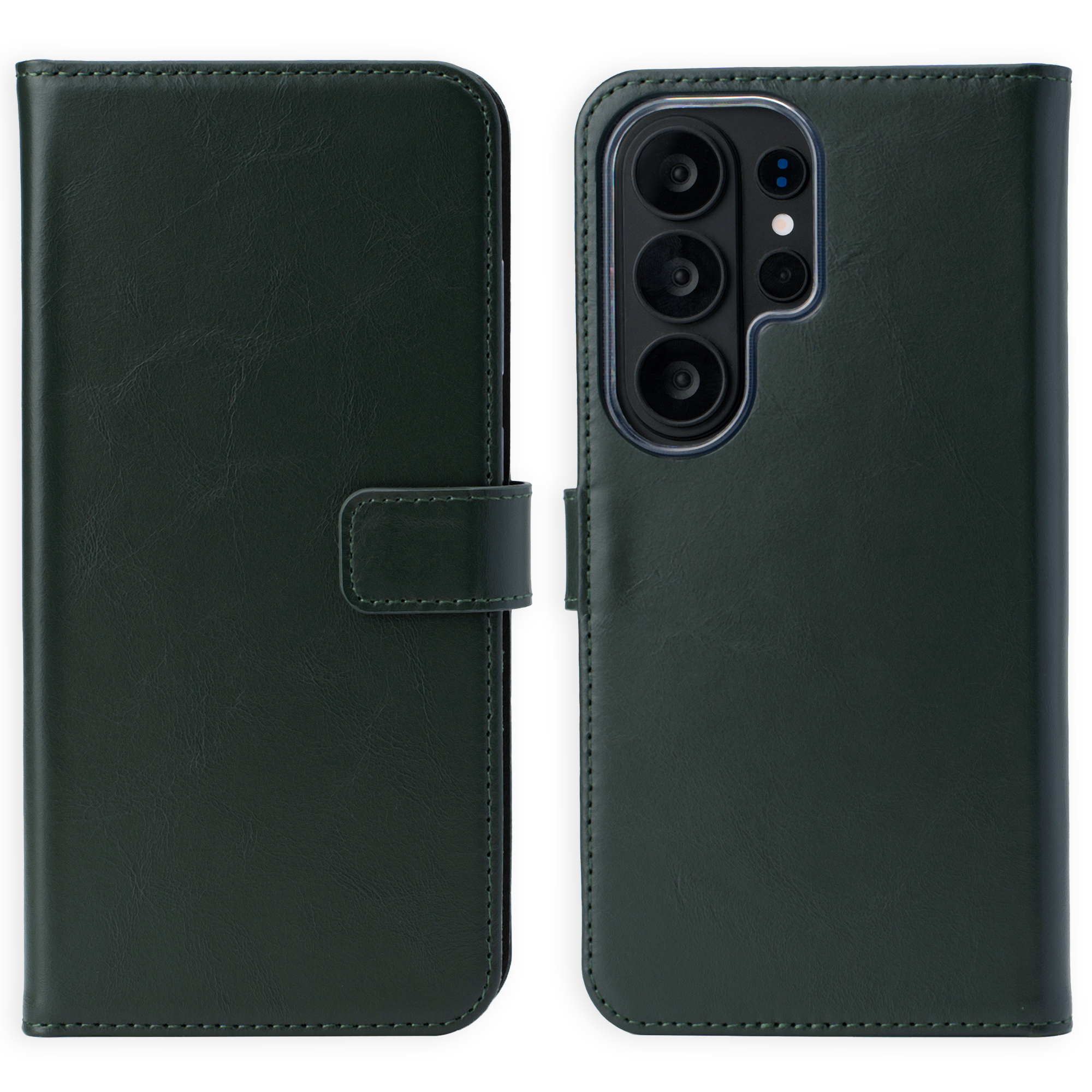 Selencia Echt Leren Bookcase voor de Samsung Galaxy S26 Ultra - Groen
